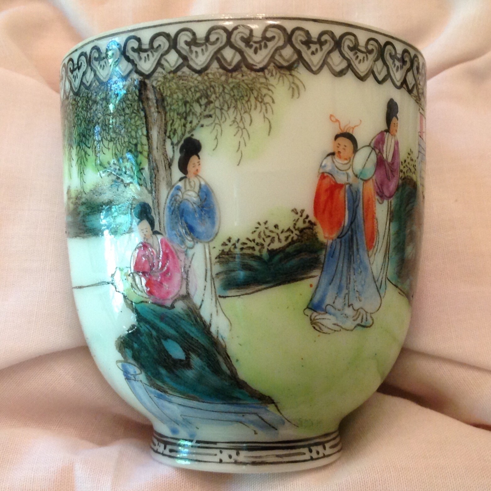 ~Antique Chinese Eggshell Porcelain Cup Qing / Republic Era – Qianlong Mark –