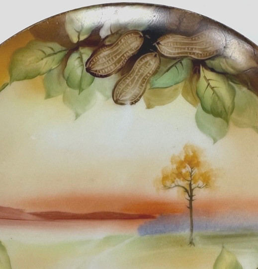 Nut, Candy Plate 1920 REALISTIC 3D PEANUTS Hand Painted Fall Color Nippon 7.5″