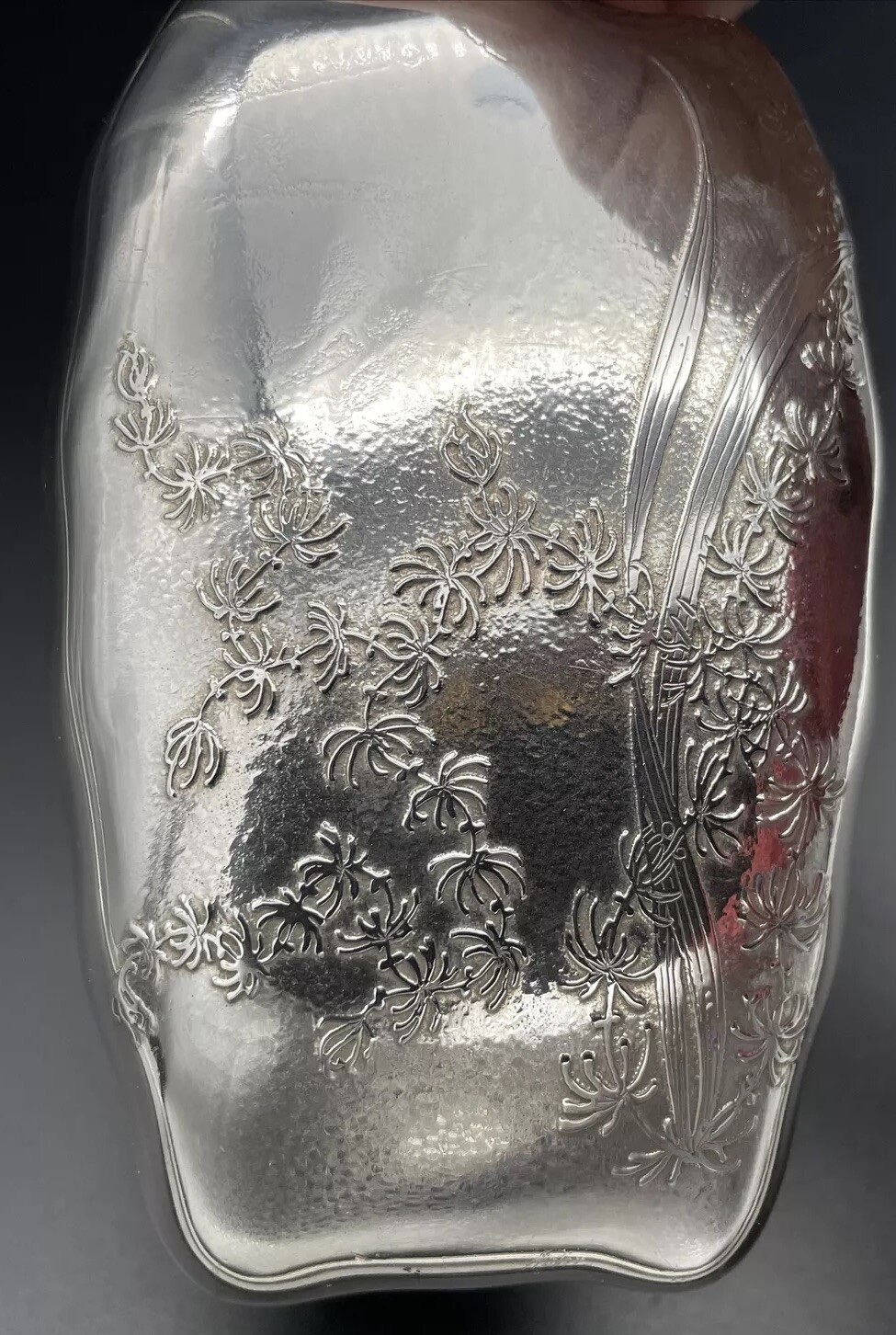 Whiting Aesthetic Sterling Silver Flask Acid Etched Floral Decorations 1880’s