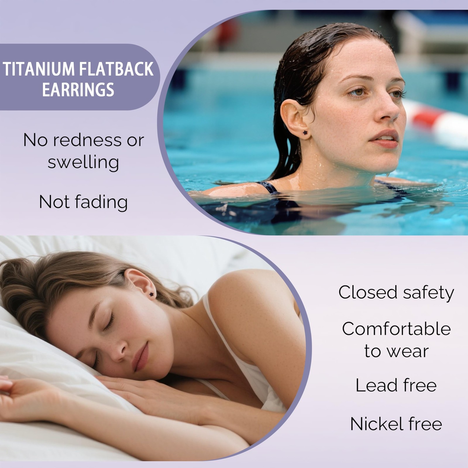 limerencia Titanium Flatback Earrings Hypoallergenic Heart/Star Screw Back St…