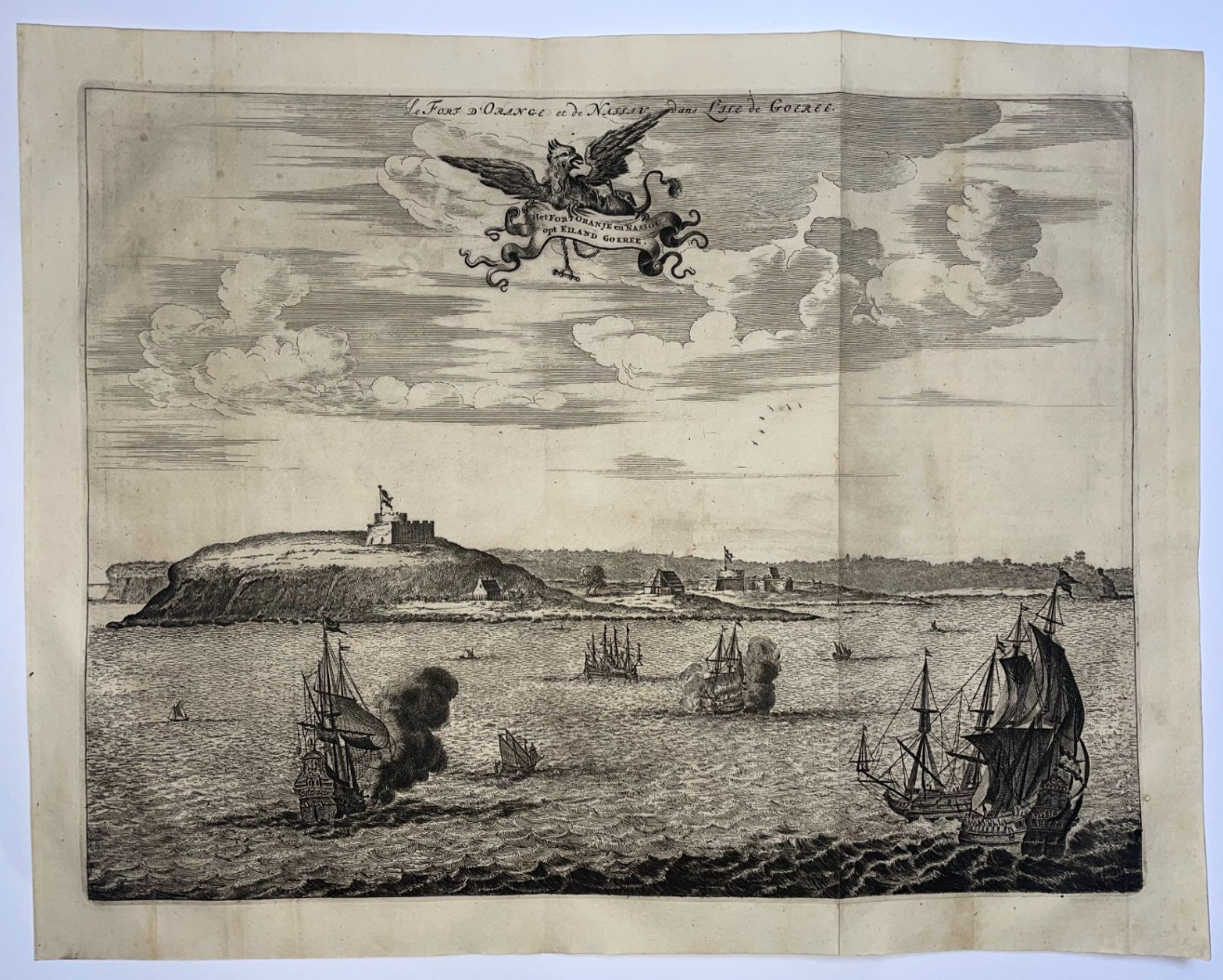 FORT NASSAU GOREE SENEGAL 1686 DAPPER UNUSUAL LARGE ANTIQUE VIEW 17TH CENTURY