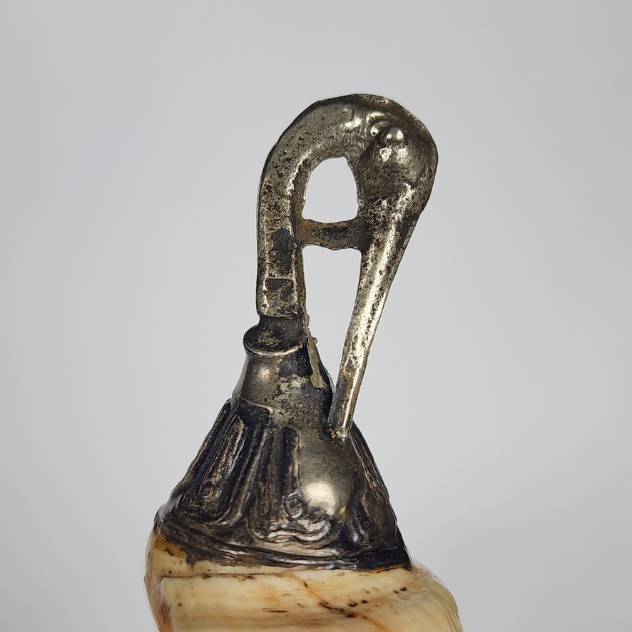 Tibetan Conch Shell Embossed Tribal Silver Bird Vintage Necklace Pendant
