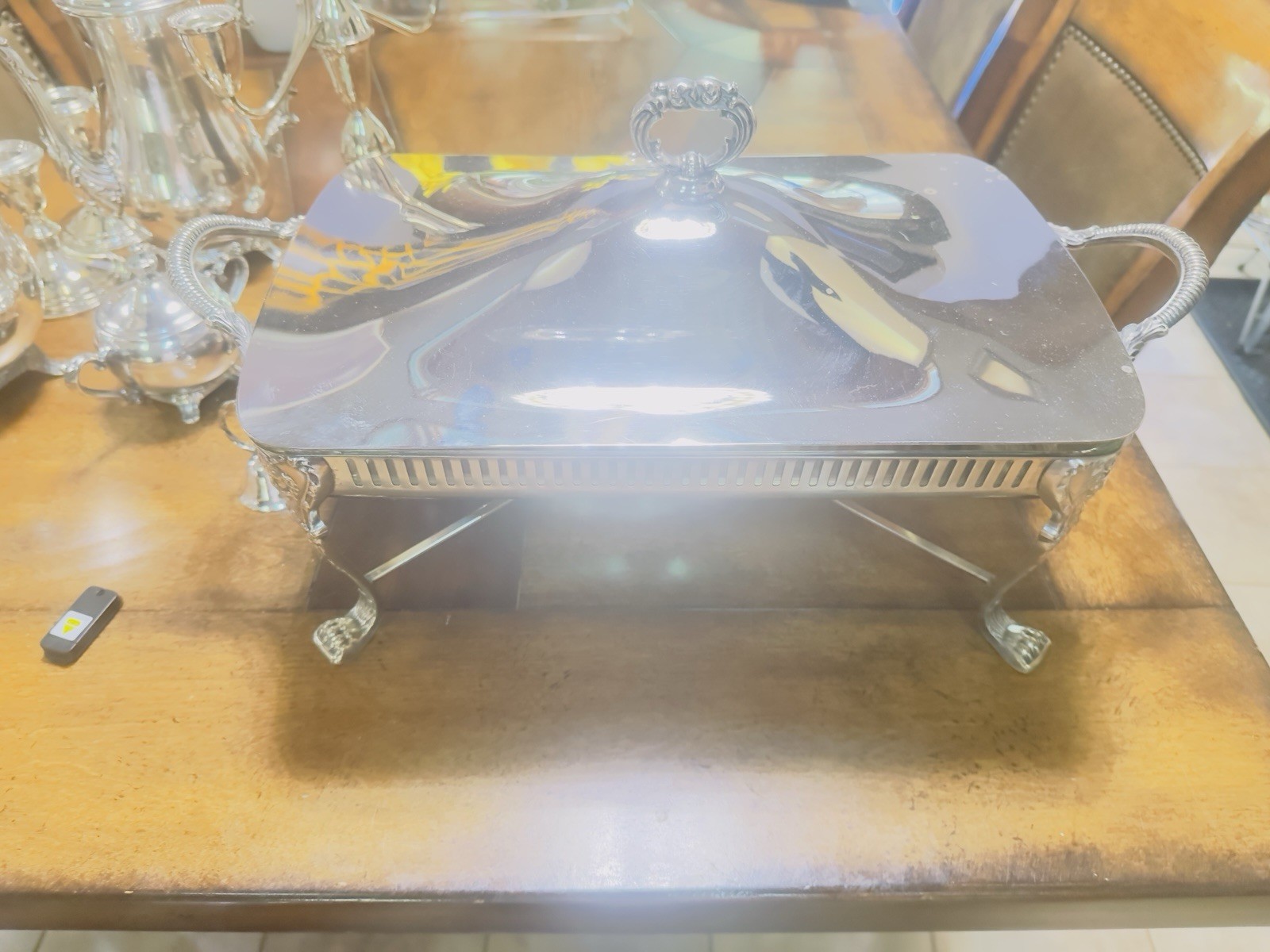 4 Piece Set Bristol Silver By Poole Lion Head &Claw Design 9×13 Chafing Warmer
