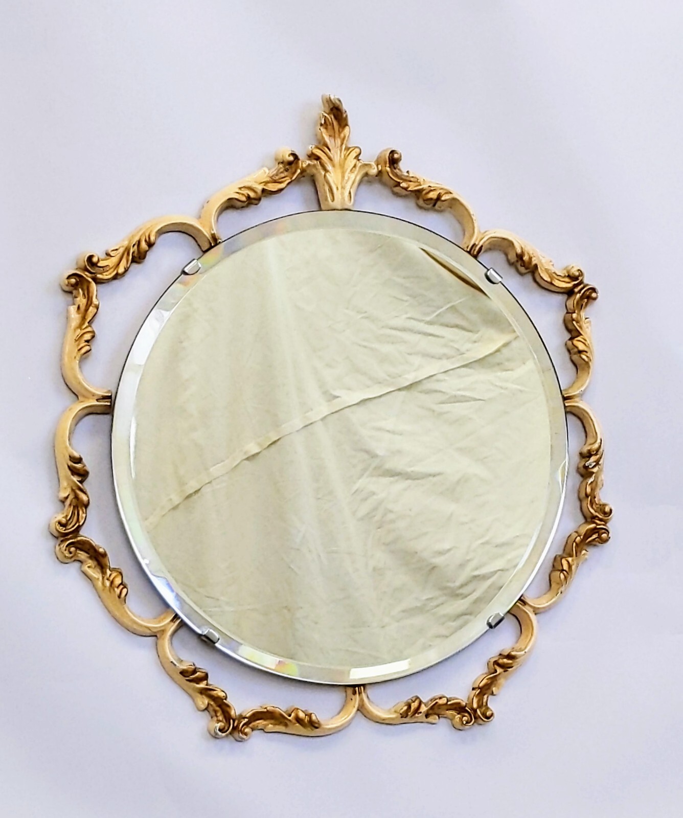 1950’s Vintage English, Peerart Rococo Baroque Bevelled glass Mirror. 40.5 cm.