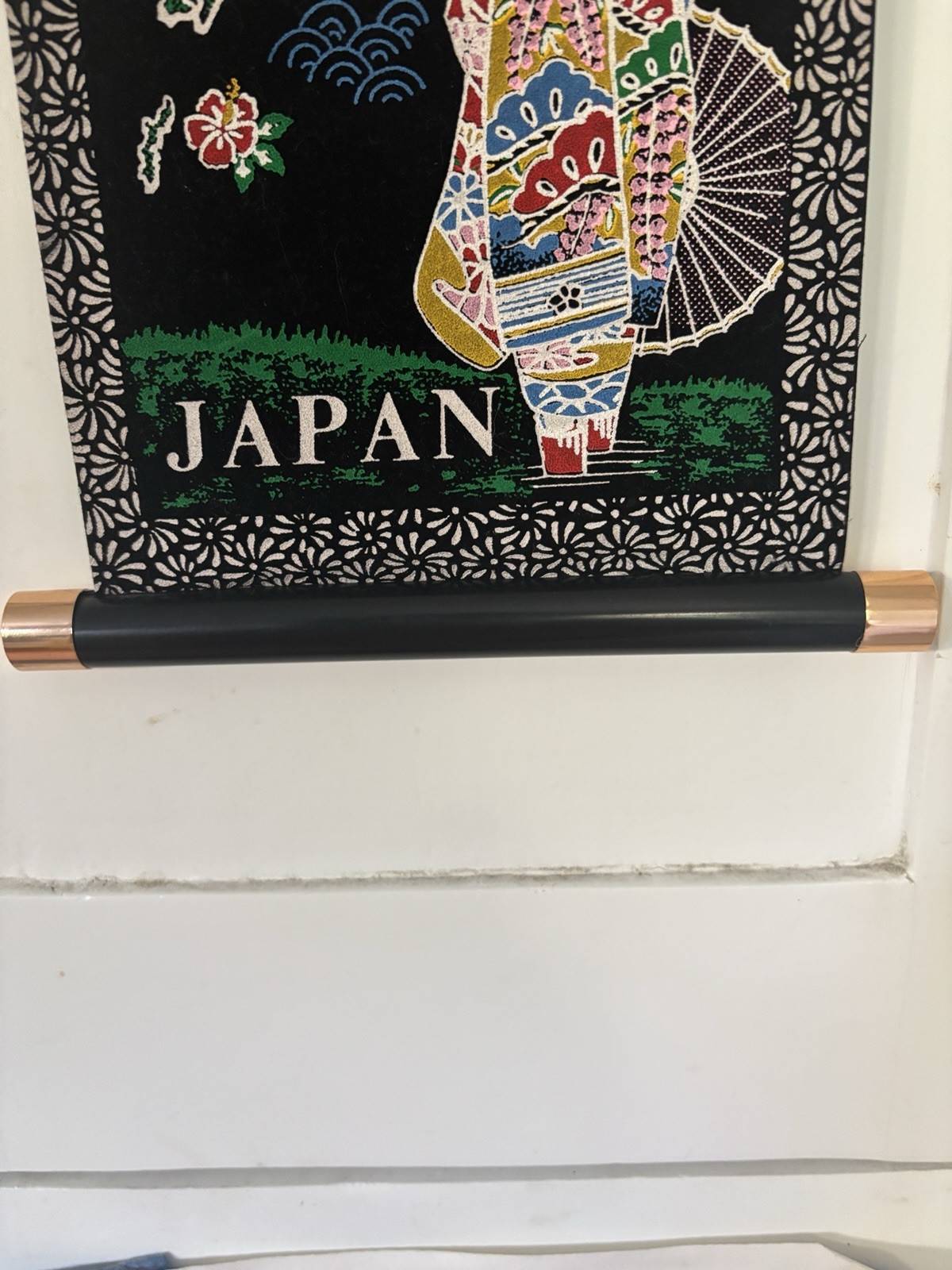 Hanging Scroll Kakejiku With Geisha & Map Maiko Kyoto Tapestry