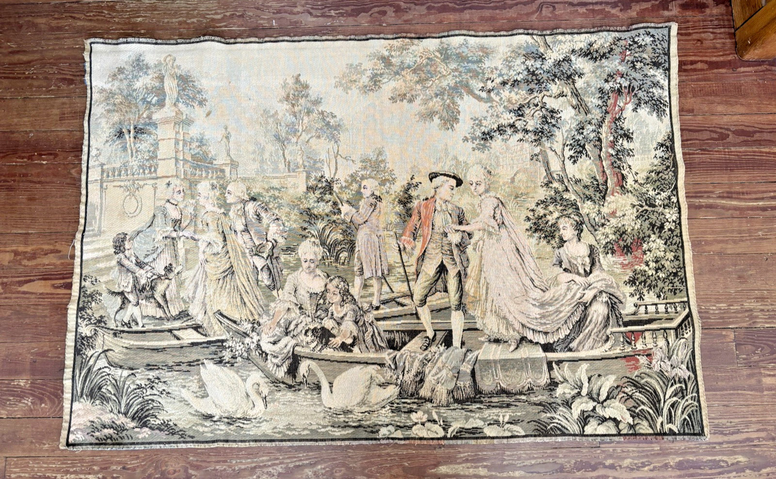 Antique French Tapestry Beautiful Pictorial Wall Decor~ approx 3×5 ft