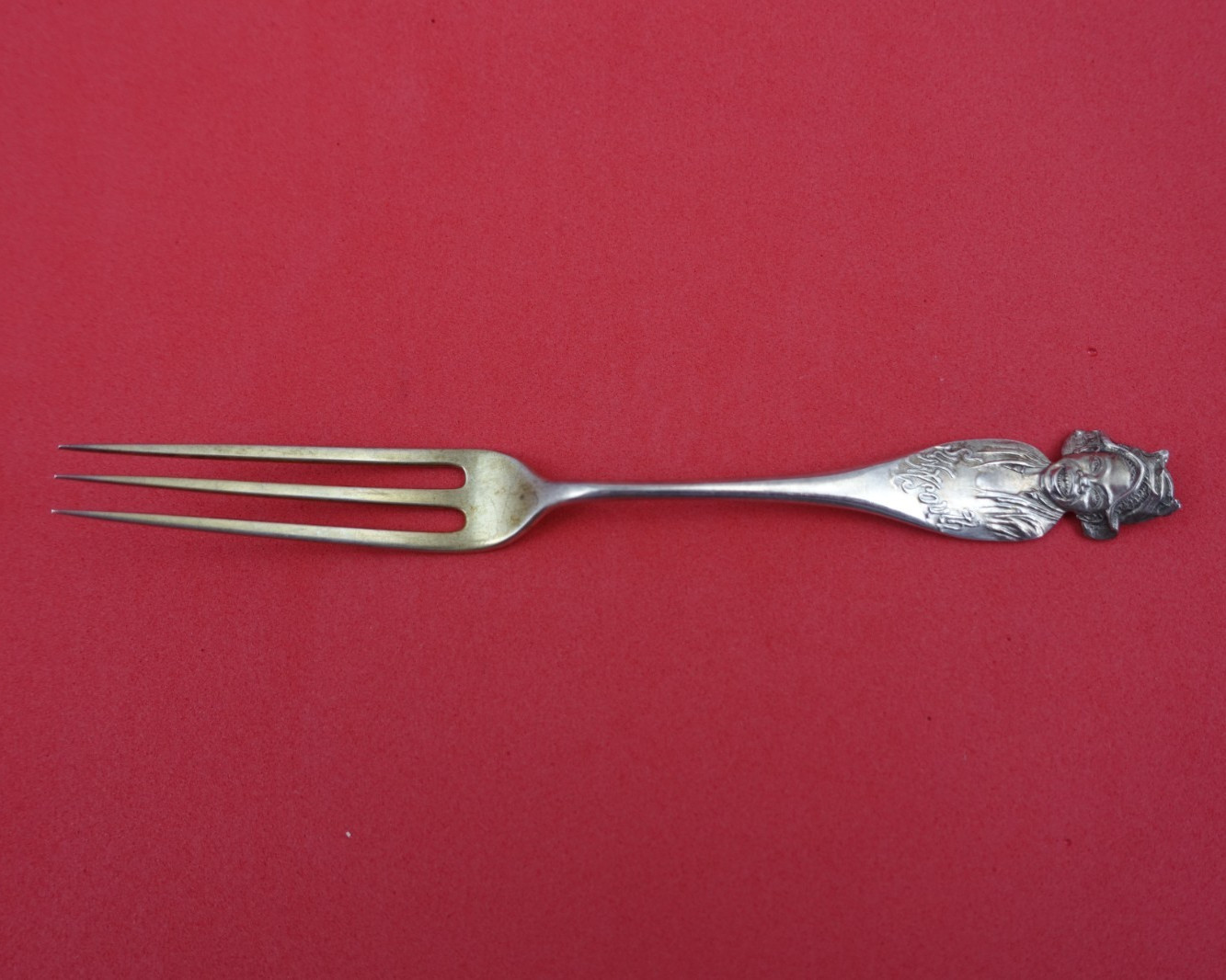 Sunny South by Shiebler Sterling Strawberry Fork GW Male with Hat Motif 5 3/4″