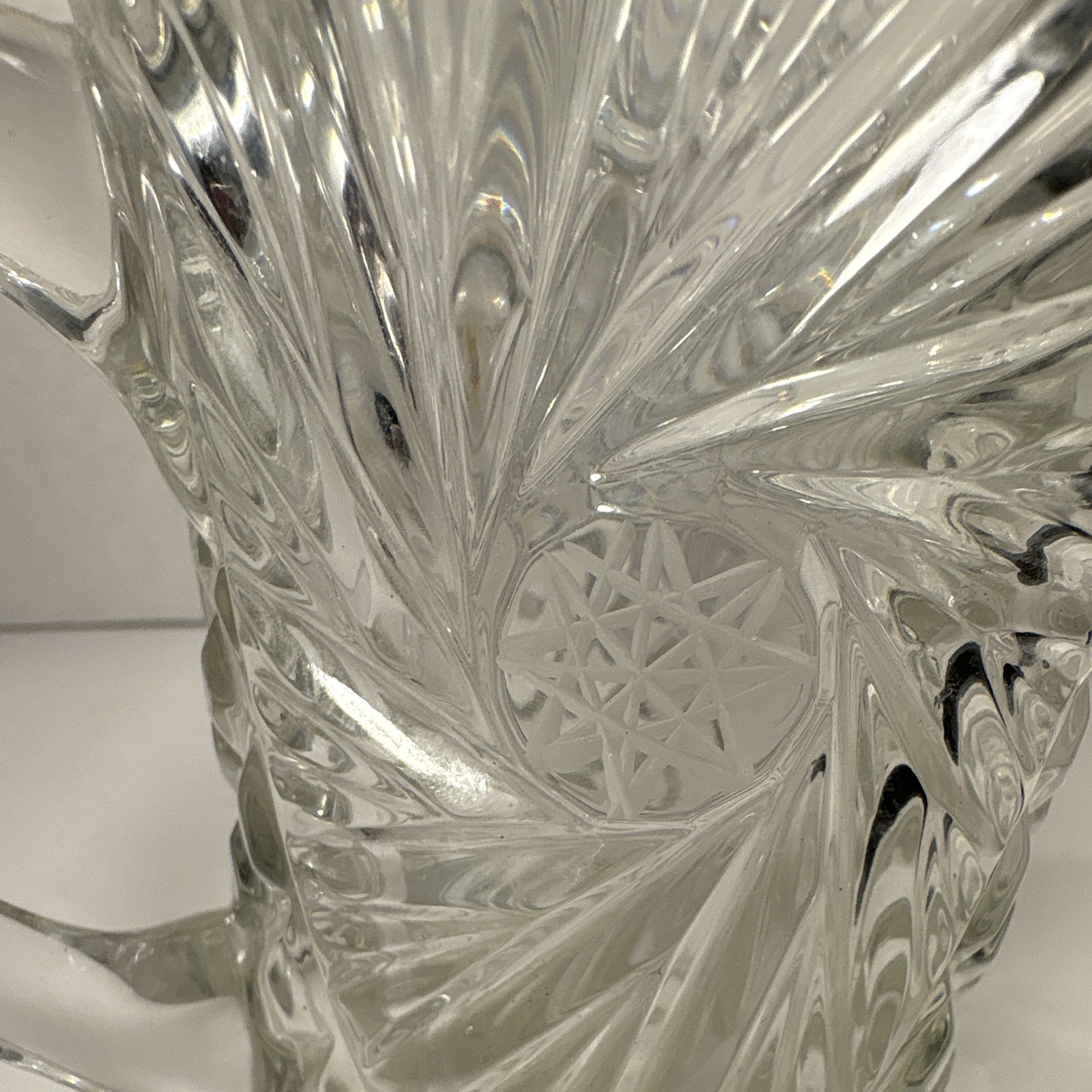 American Brilliant Period (ABP) Cut Glass Pitcher Starburst Pattern c.1915-1925