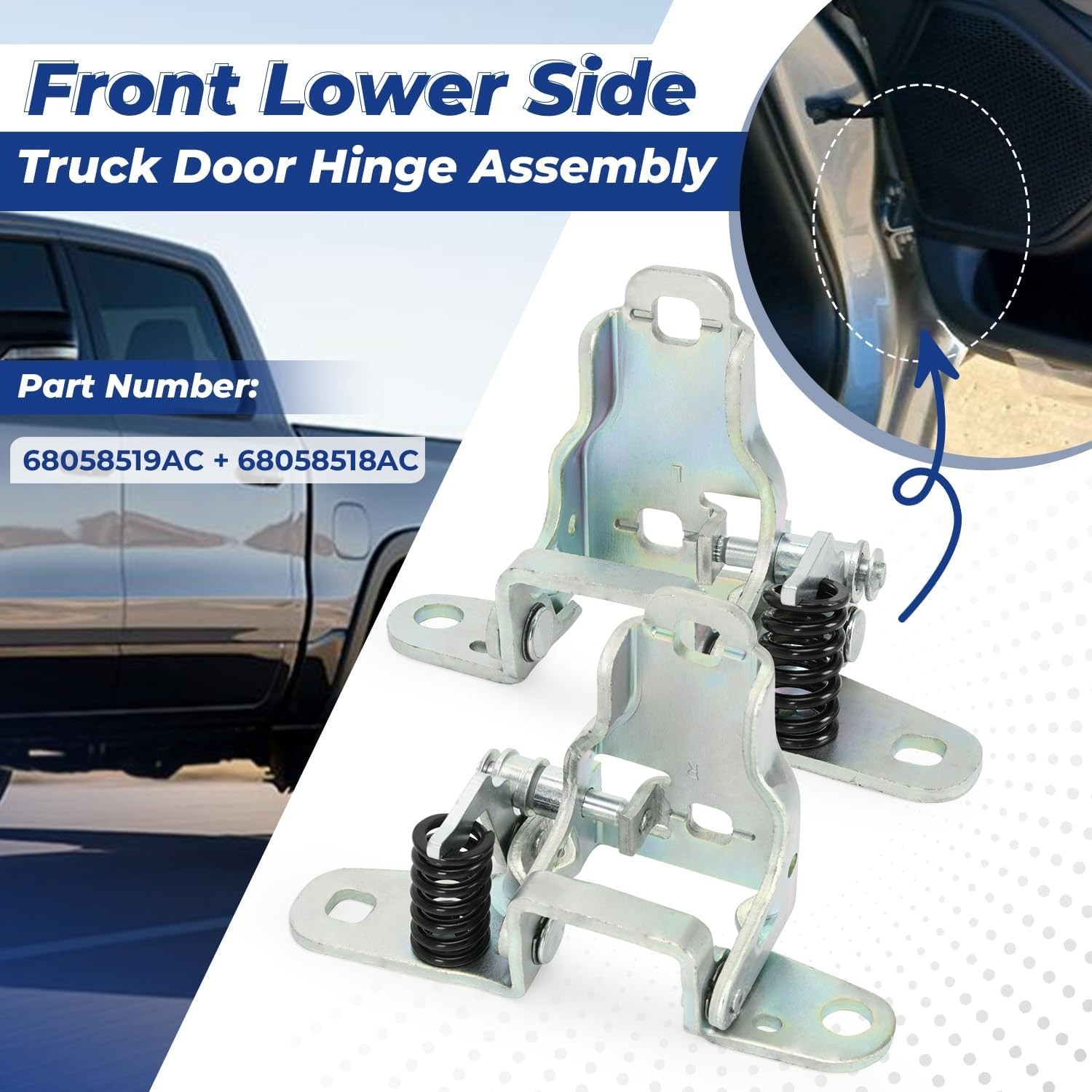 Door Hinge Assembly Front Driver and Passenger Lower Side Fit for Dodge Ram 1500