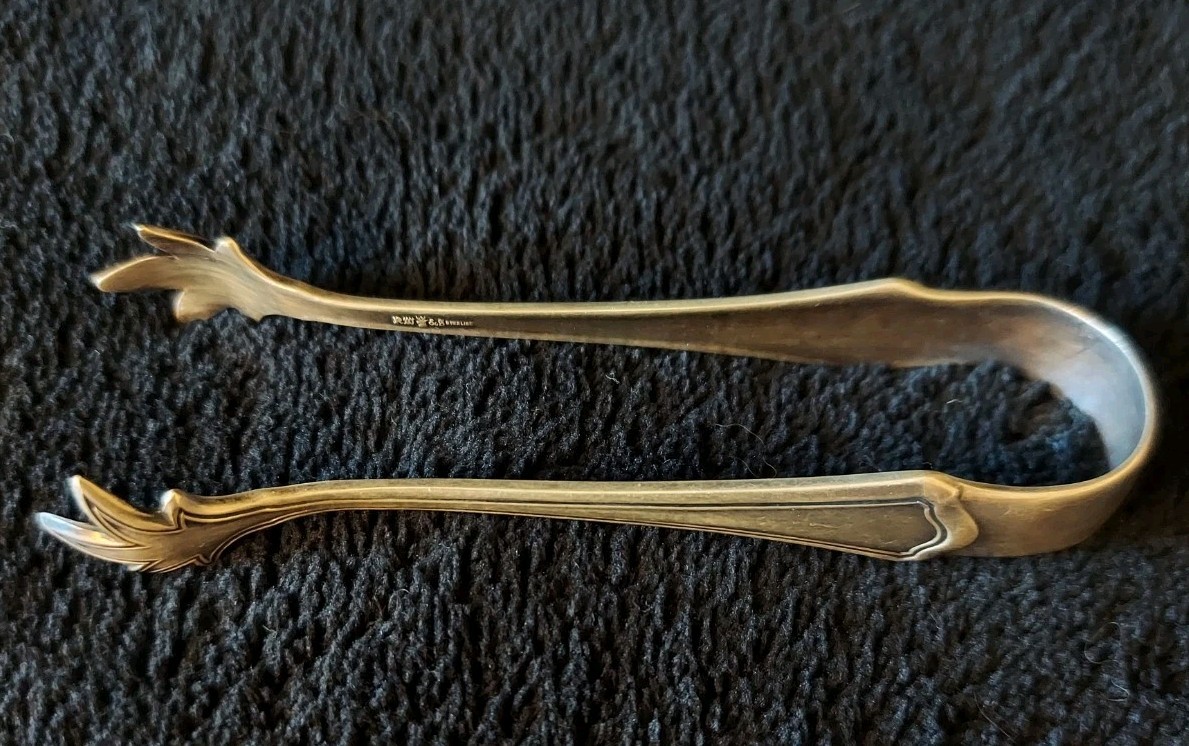 ATQ R. WALLACE & SONS RW&S Washington Sterling Silver Sugar Cube Bon Bon Tongs
