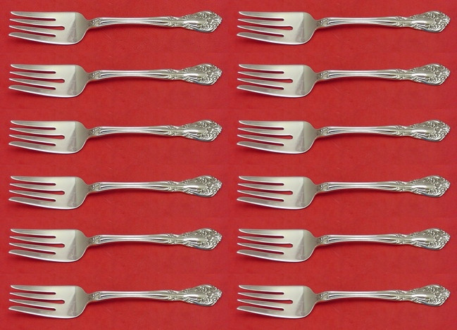 Chateau Rose by Alvin Sterling Silver Salad Fork Set 12 pieces 6 1/2″
