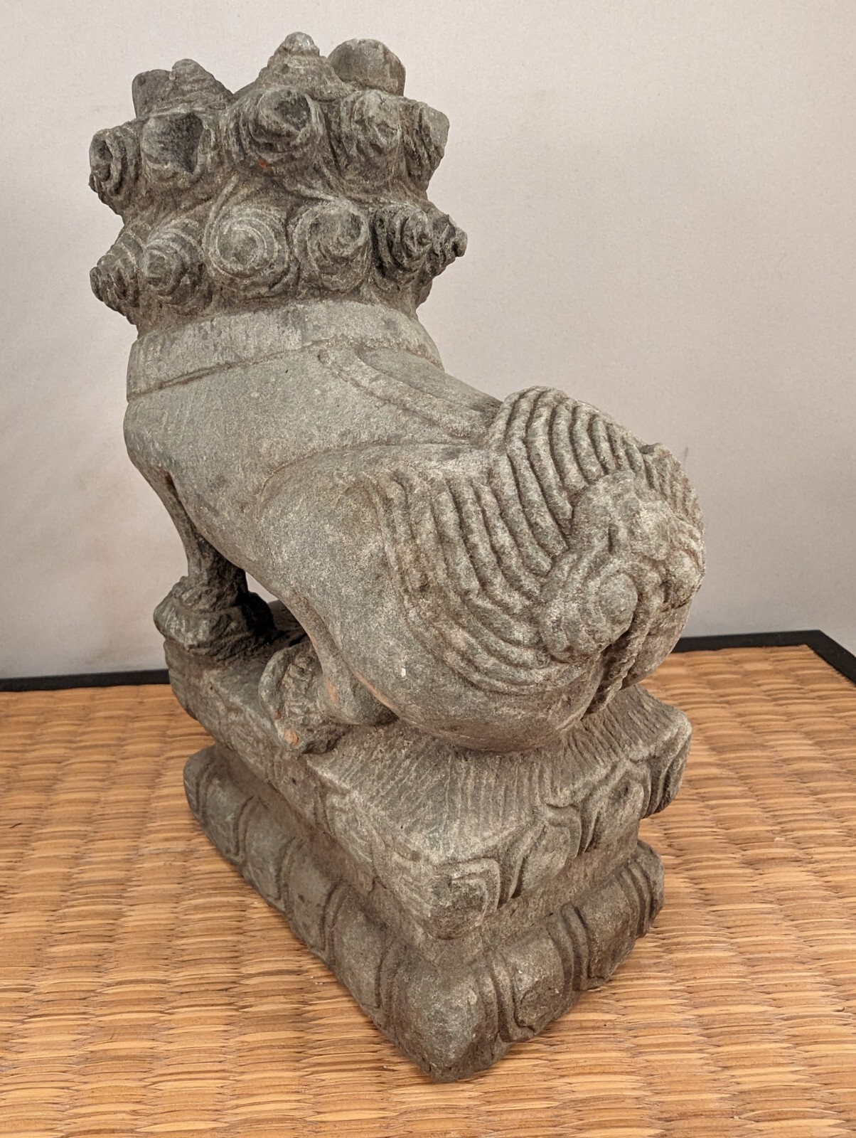 Antique Chinese Green Stone Guardian Lion Temple ShiShi Singha Komainu China