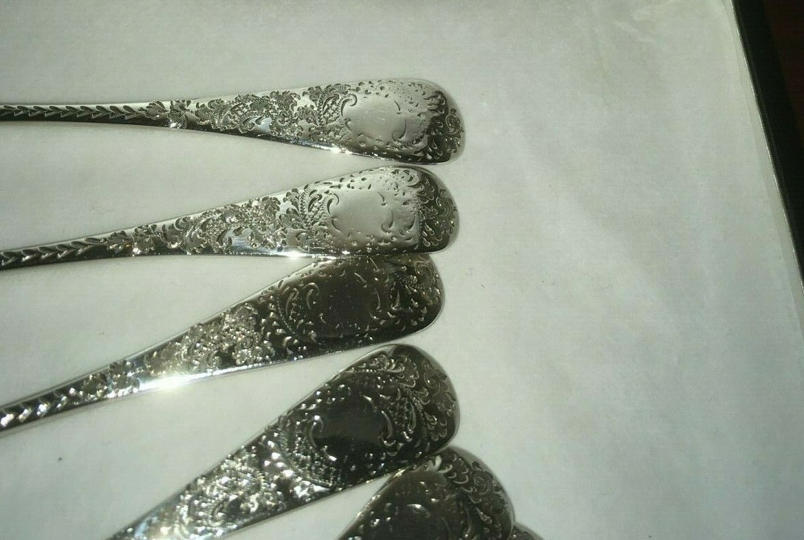 Antique Solid Silver Teaspoon Set James Wakely Frank Wheeler