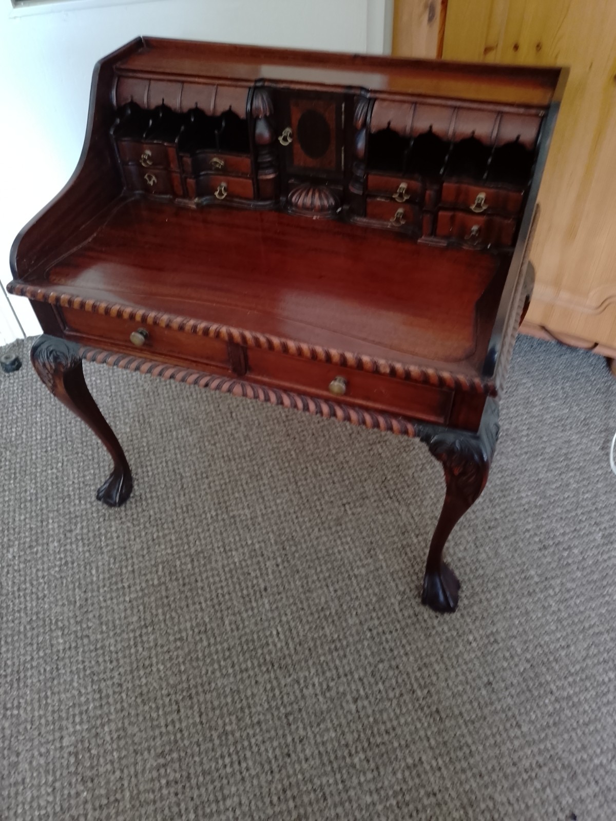 Antique Chippendale-Style Secretary Desk -Salesman Sample Small Desk