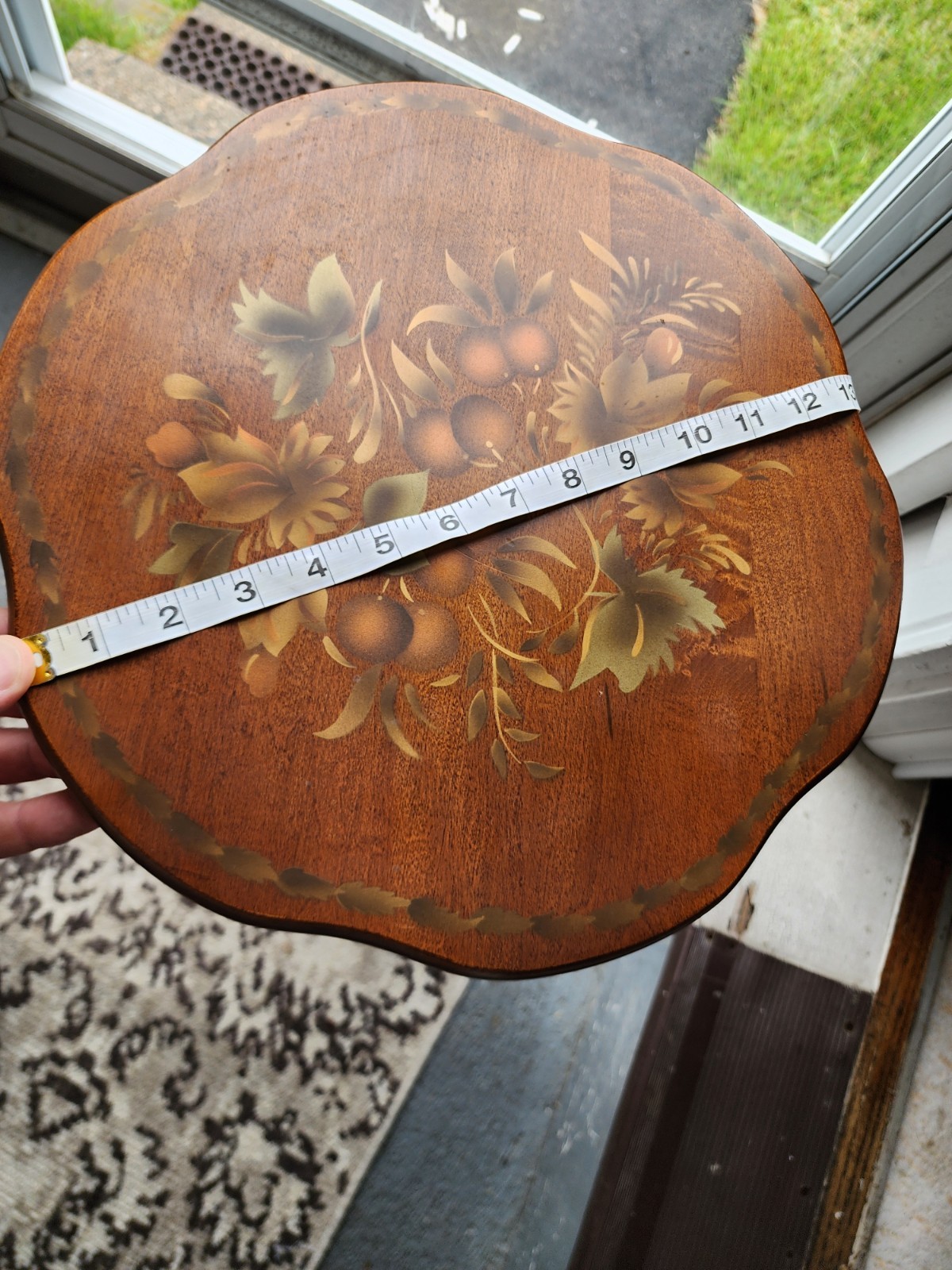 Vintage L. Hitchcock Stenciled Tripod Candle Stand Pedestal Side Table Floral