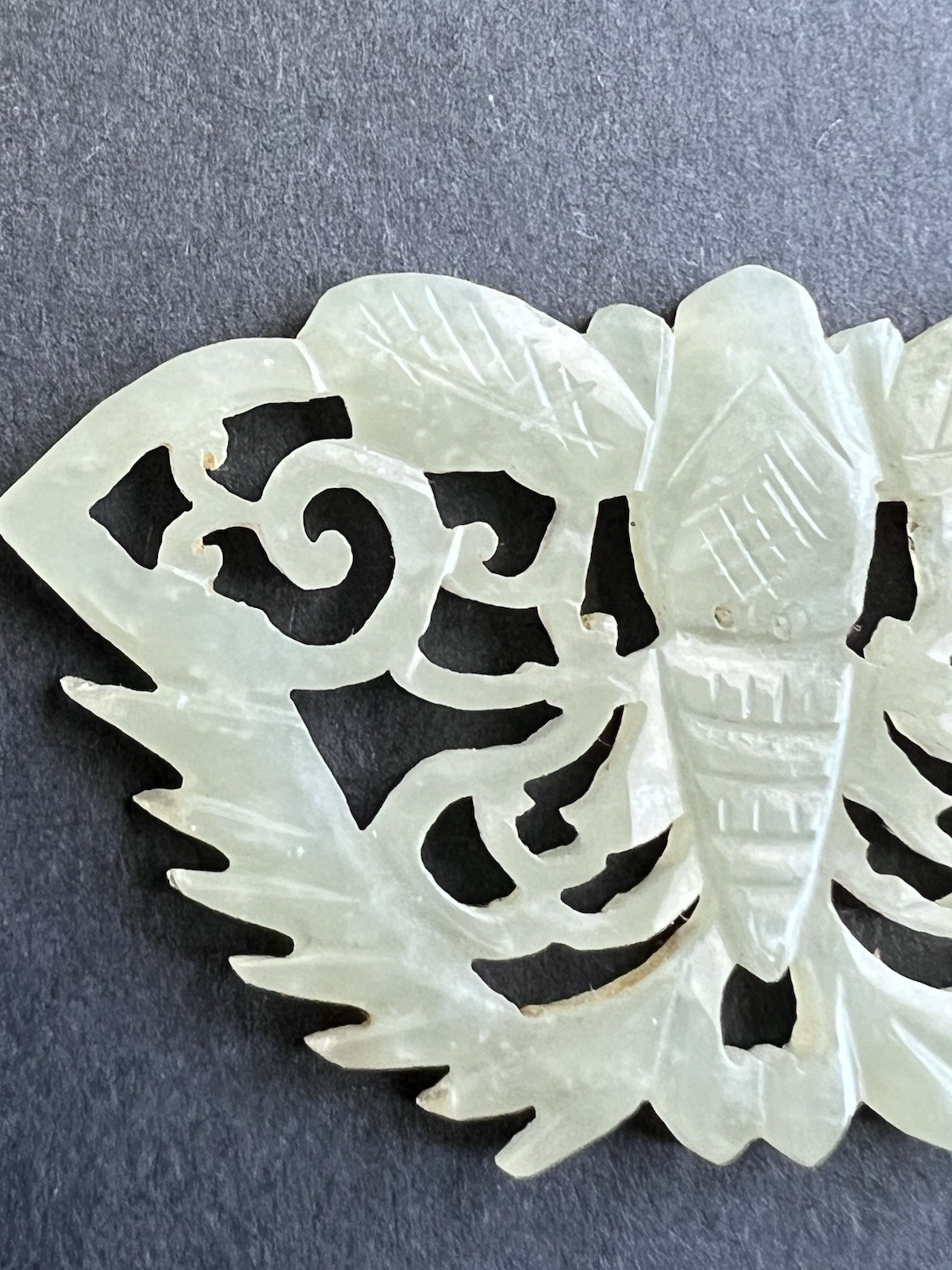 Antique Chinese Hetian Nephrite Jade Openwork Butterfly Plaque Carved Pendant