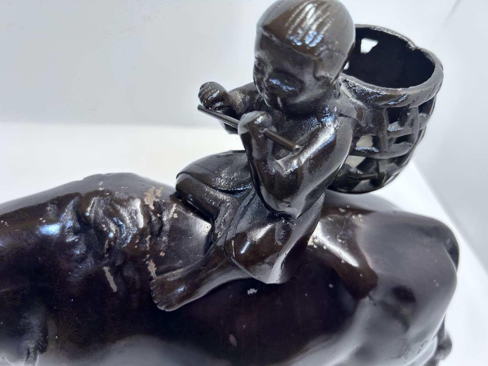 Vintage Copper Water Buffalo Sculpture Japanese Artisan Handcrafted Very Heavy