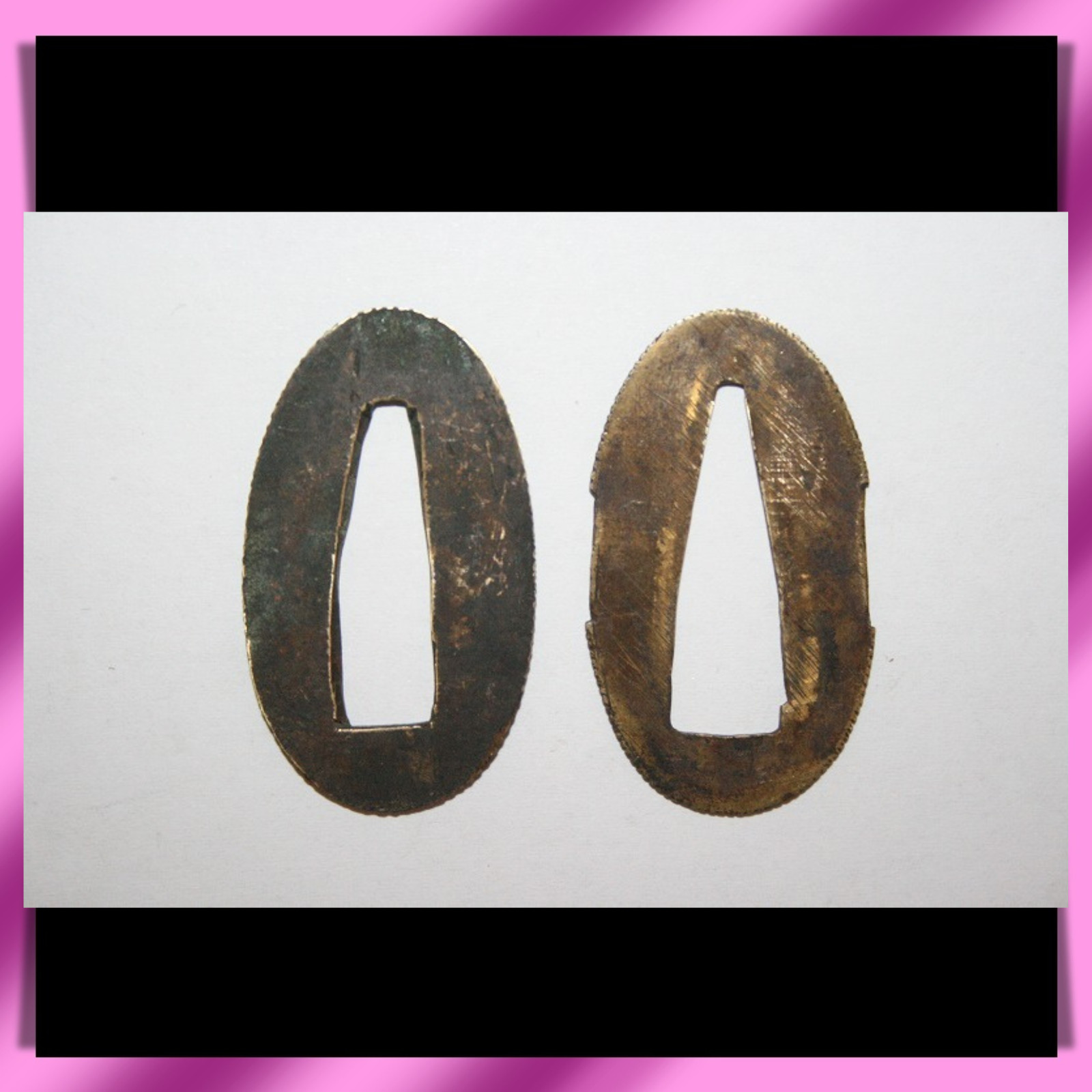 Set Of 2 Seppa 切羽 4.0×2.4cm Antique Japanese Sword Fitting Accessory Koshirae 拵え