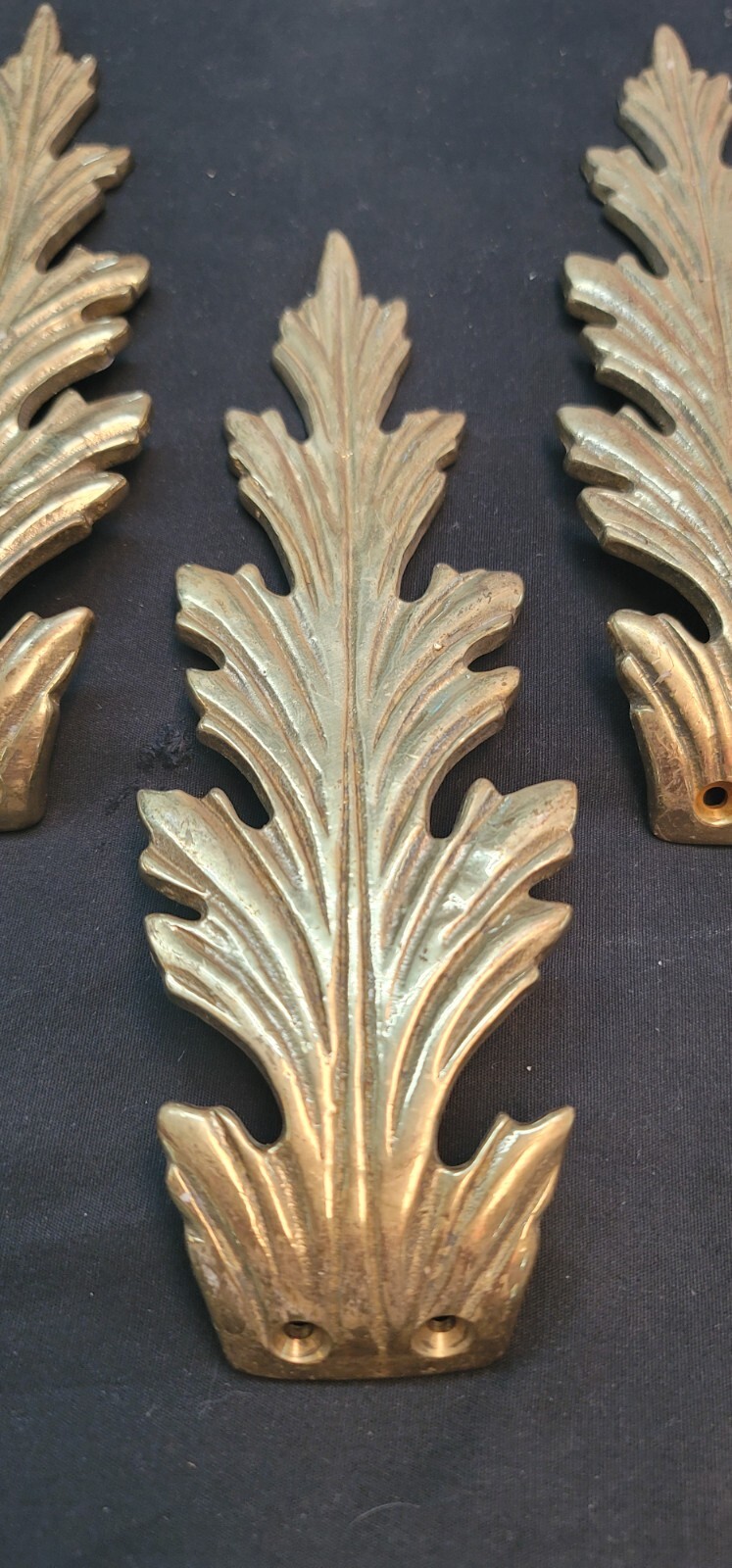6 Solid Brass Leaf Design Drapery Tie Backs 8 3/8″ x 2 5/8″ GS00564