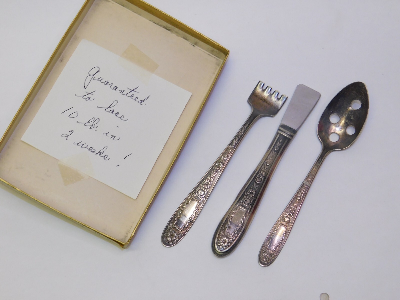 Monarch 1936 Silver Plate Flatware MILDRED National Silver HUMOR DIET JOKE SET