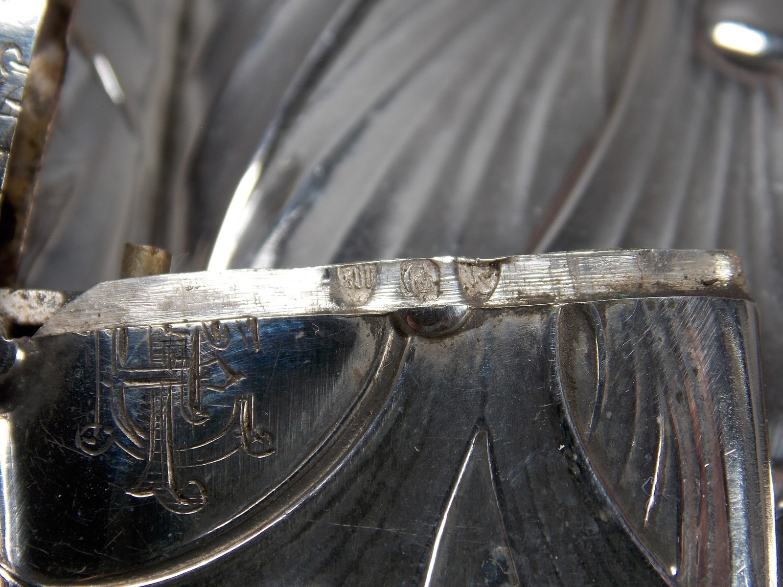 Solid silver match holder & cigarrete case Art Nouveau Stamped vesta safe
