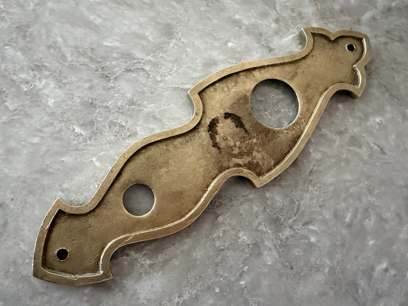 Vintage Solid Cast Brass Door Backplate Escutcheon 9” Hammered 4” CTC