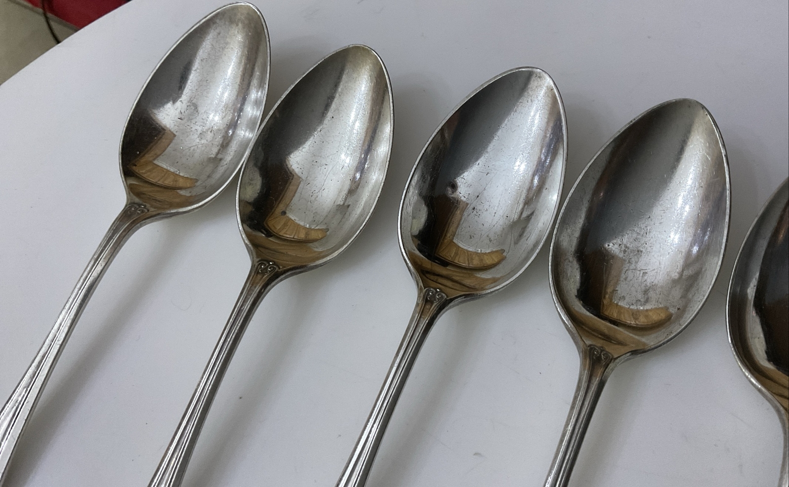 4 X Goldsmiths & Silversmiths Deco 17cm Silver Plate Dessert Spoons