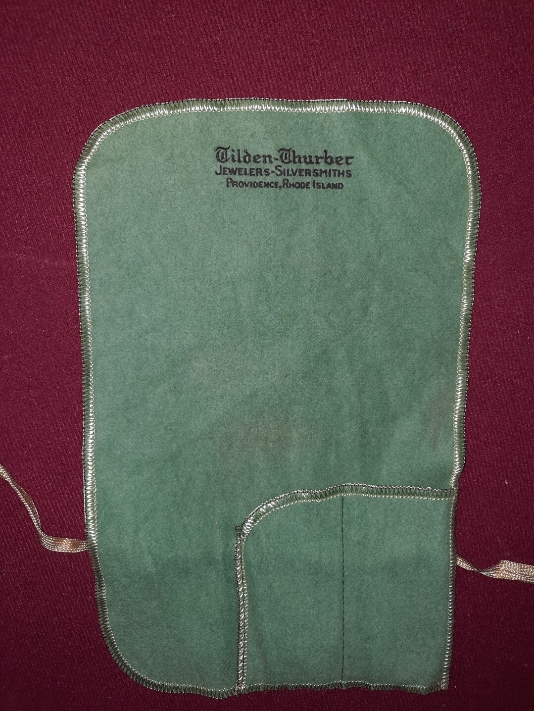 c. 1940s-50s Blue Felt BABY SET Anti-Tarnish Bag tilden thurber jewelers