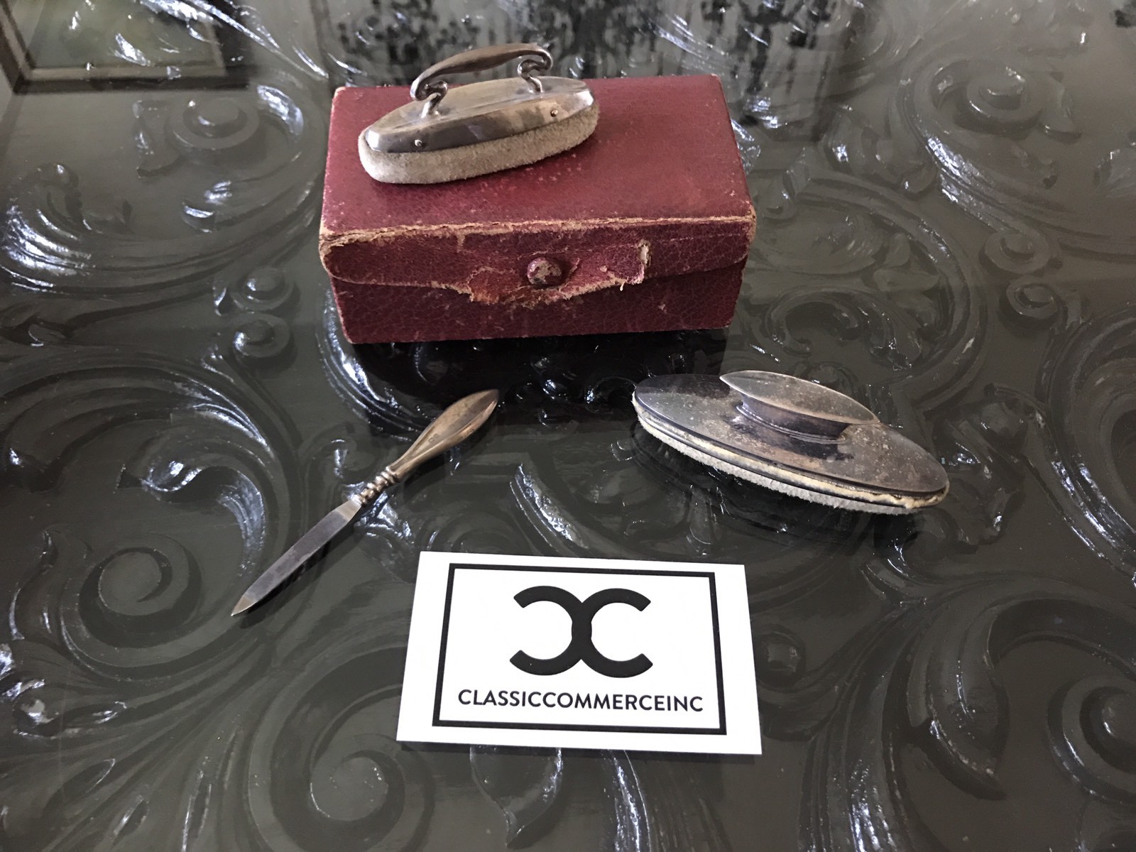 Antique 3 Piece Silver Vanity Manicure Grooming Set Henry Clifford Davis