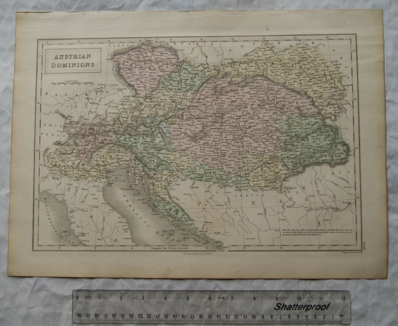 1850 Black’s steel engraved map Austrian Dominions