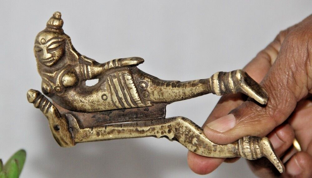 Vintage Brass Engraved Betel Nut Cutter / Sarota Original Old Hand Carved