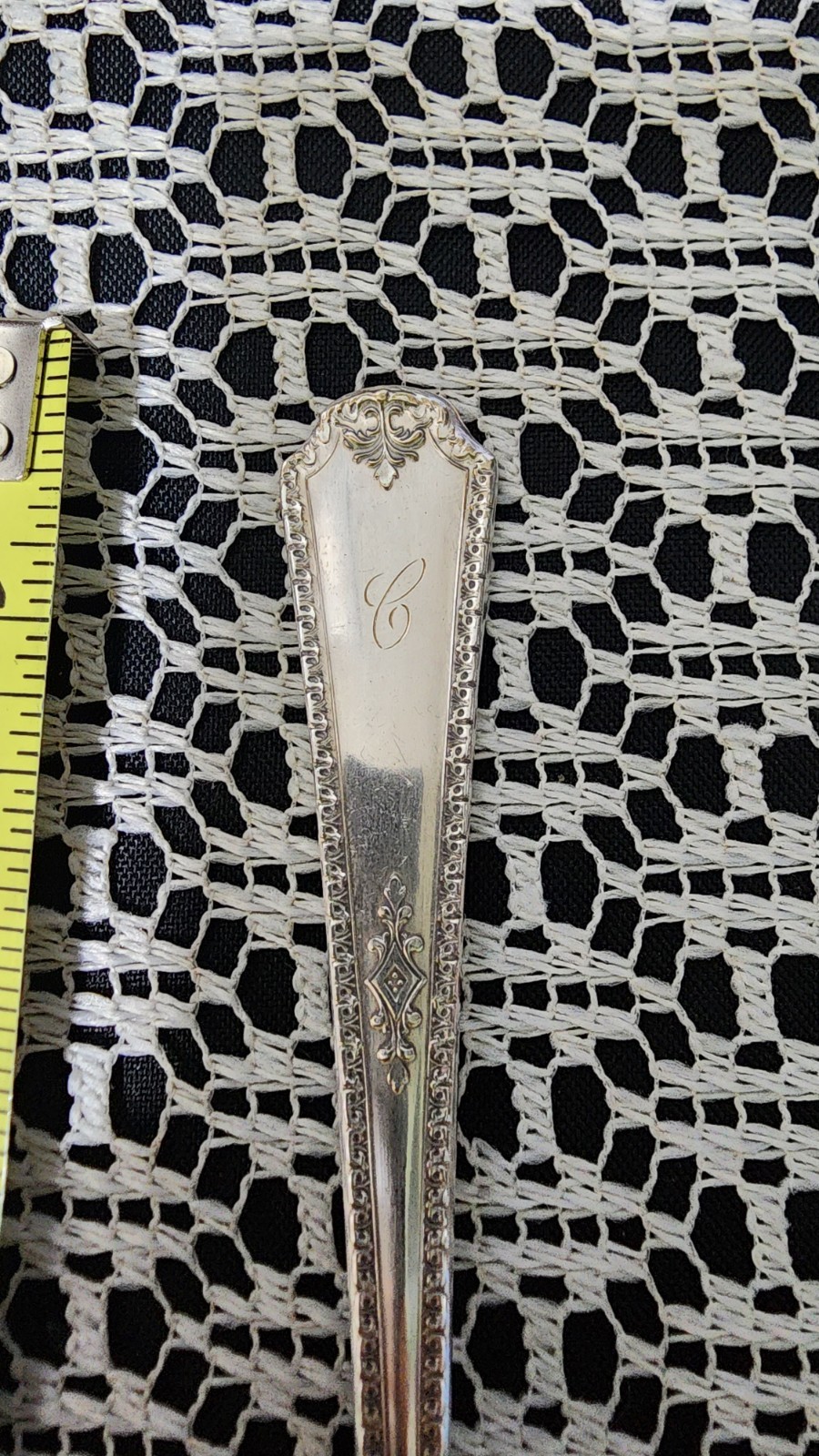 WM A ROGERS VTG c1929 BERKELEY SILVERPLATE SALAD SERVING SPORK MONOGRAMMED C 🥗