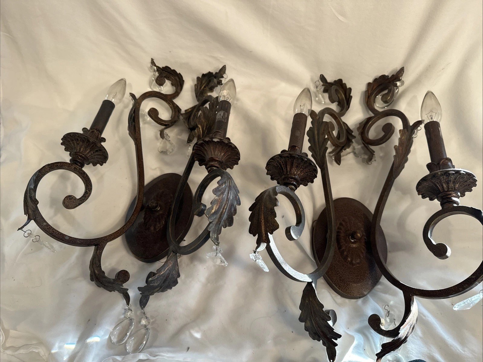 2 Oil Rubbed Bronze Metal Candelabra Style Wall Sconce