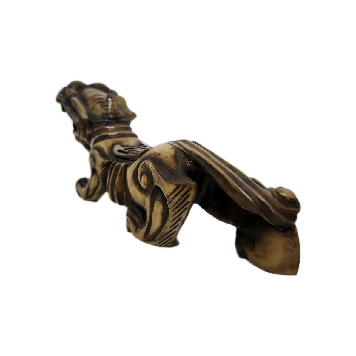 Antique Chinese Hand Carved Stone Dragon Pillow Statue Fengshui Mythical Beast