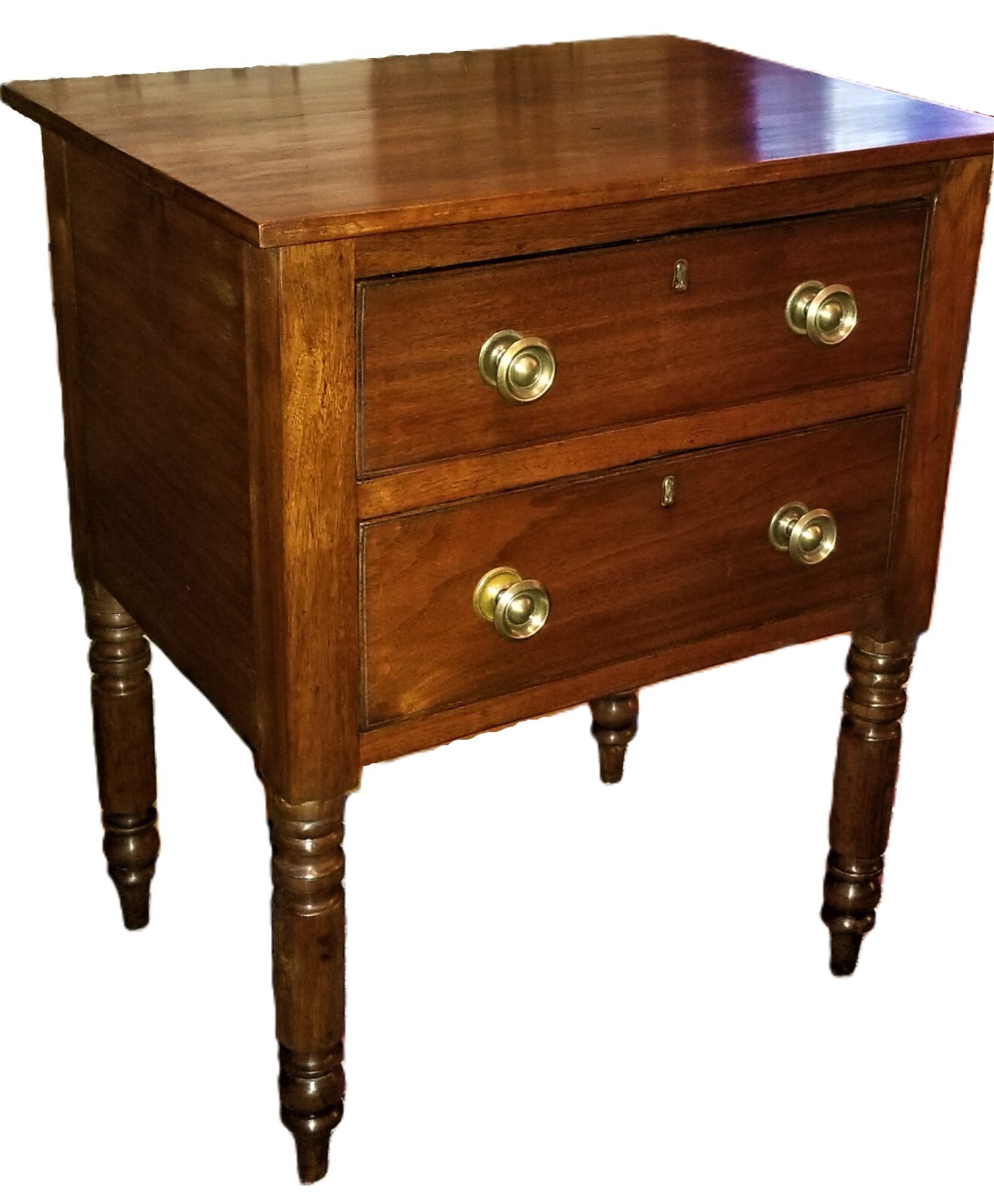 Work Stand, 2 Drawer, Nightstand, Mobile, Alabama, Walnut, Yellow Pine, 1840