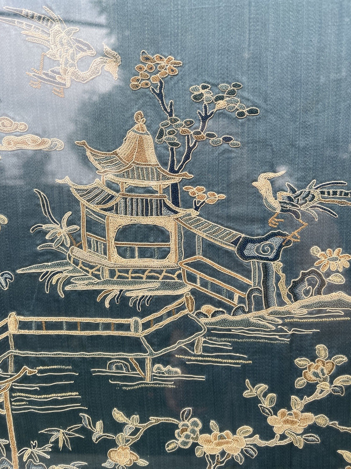 Very Finely Embroidered Antique Chinese Embroidered 27.5in X20in