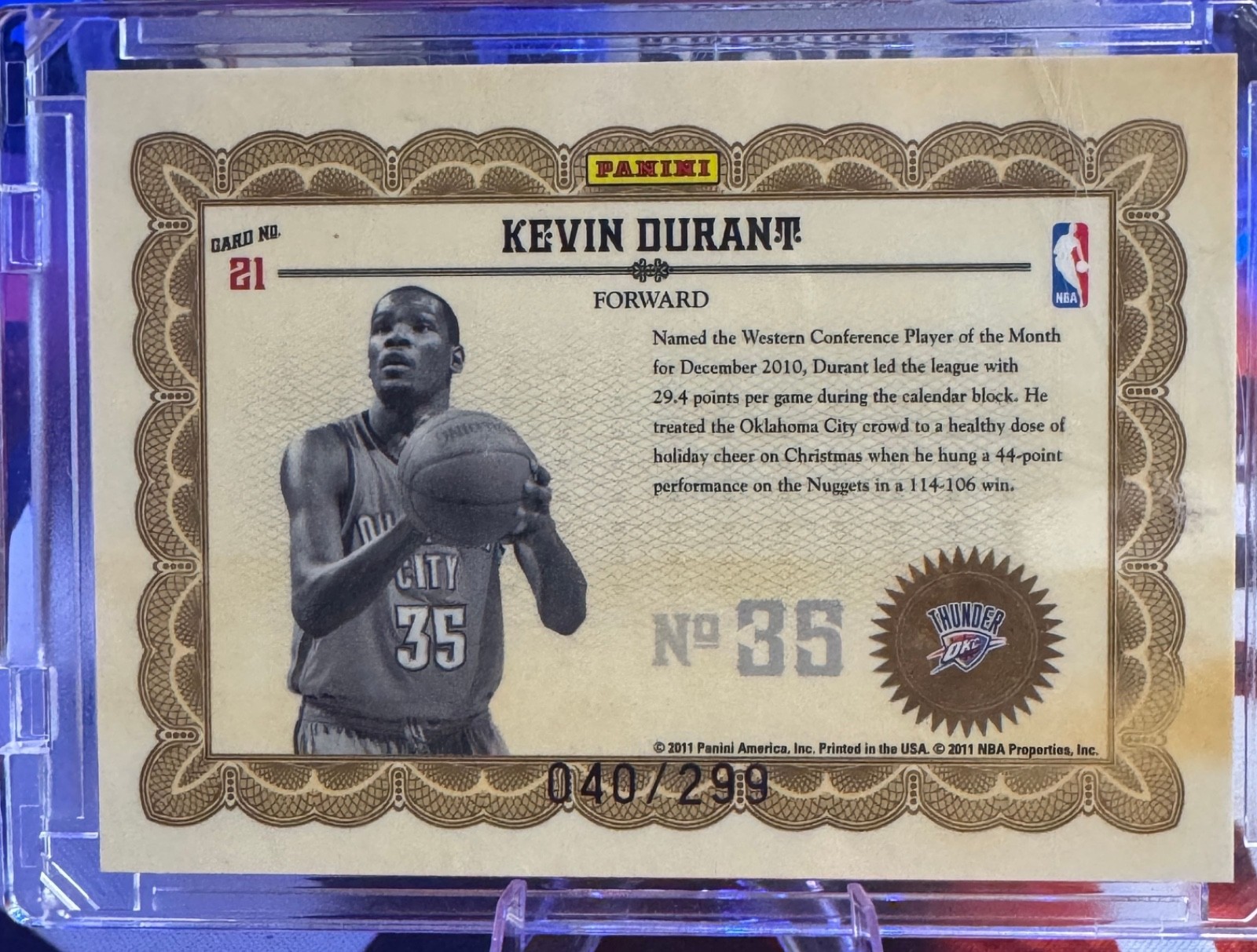2010-11 Panini Gold Standard – Gold Stars Kevin Durant 40/299