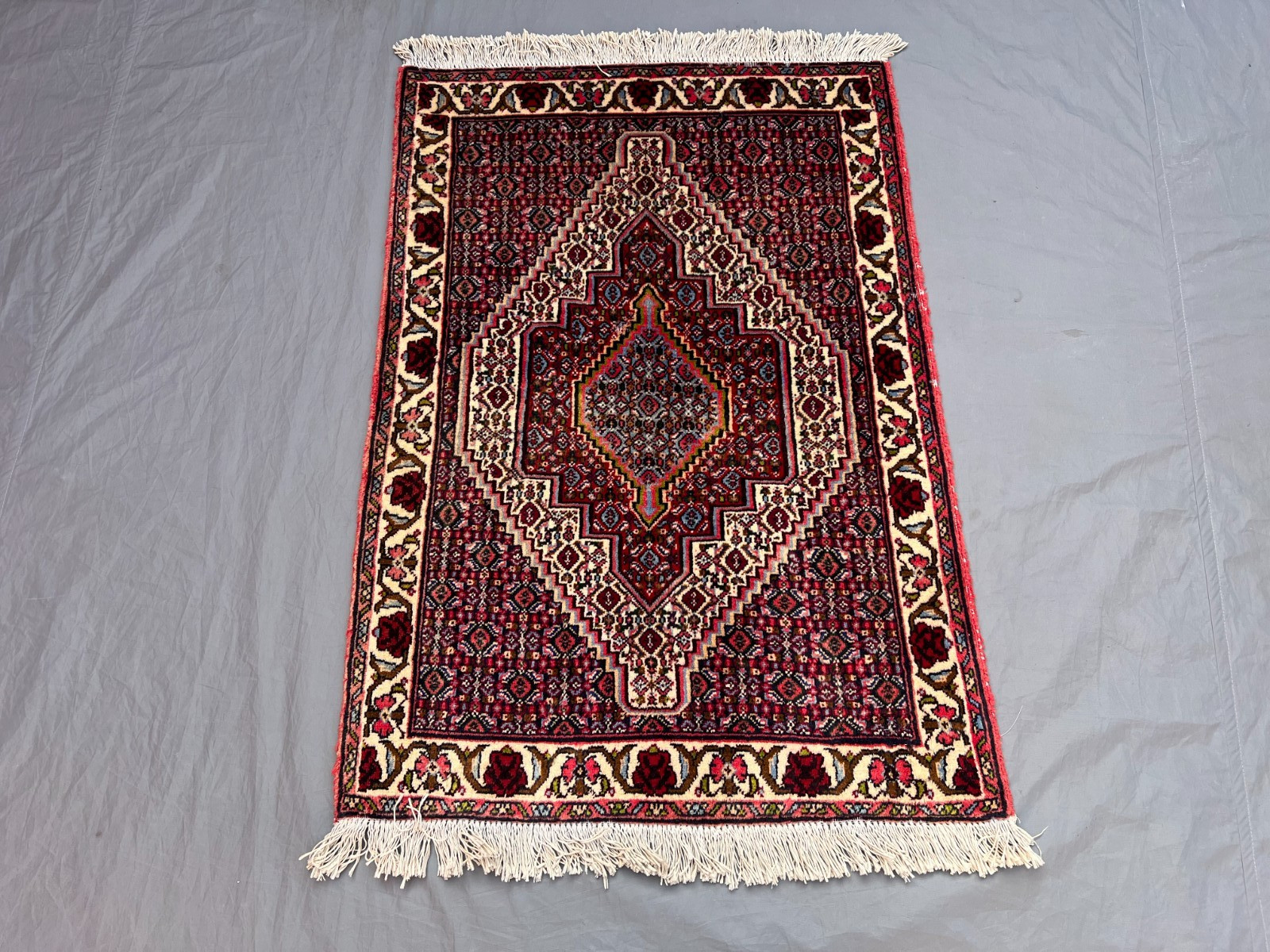 2’5×3’5 Ft Vintage Caucasian Rug Wool Geometric Red Tribal Accent Rug
