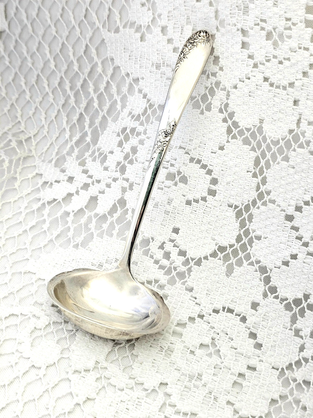 Sterling Silver Lunt Sweetheart Rose Sauce Condiment Ladle 5″ 30.7 Grams