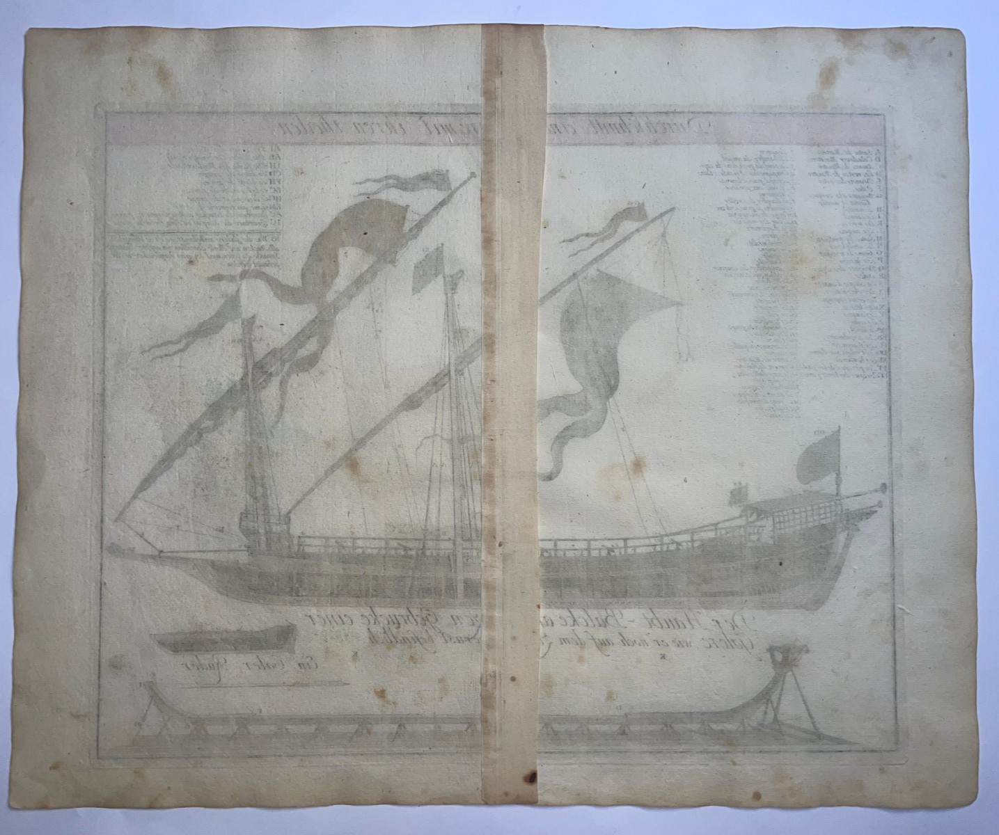 MEDITERRANEAN GALLEY 1729 CHRISTOPHER WEIGEL LARGE ANTIQUE VIEW 18TH CENTURY
