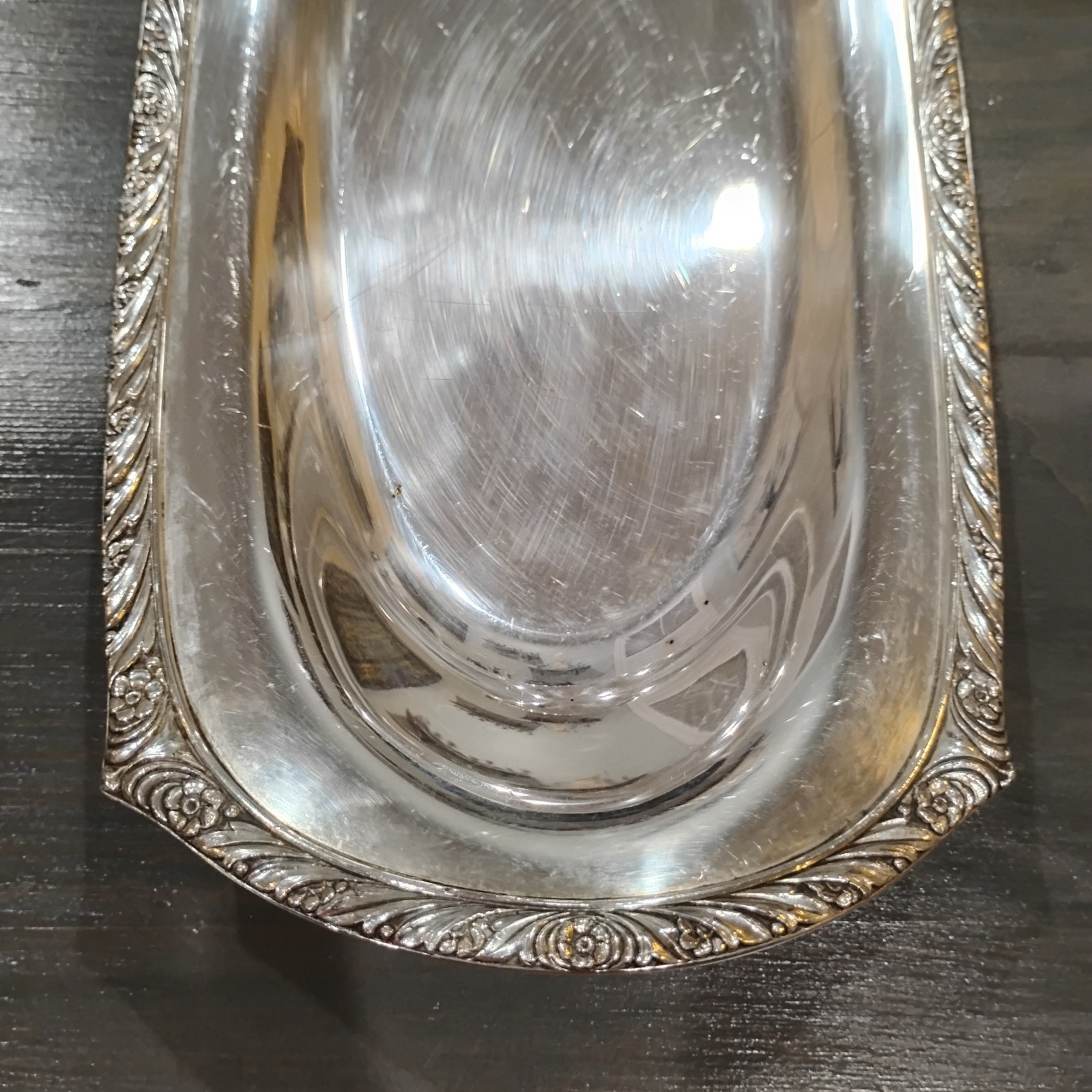 Antique International Silver Plate Processional Oval Bread Plate Bowl 12.5″