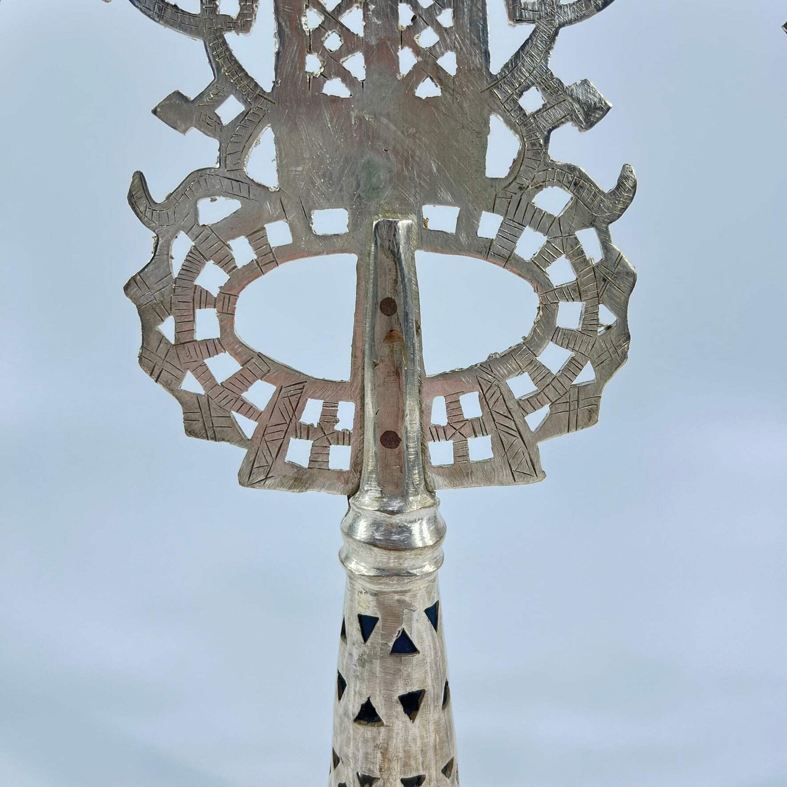 Silver Colored Coptic Processional Cross Ethiopia