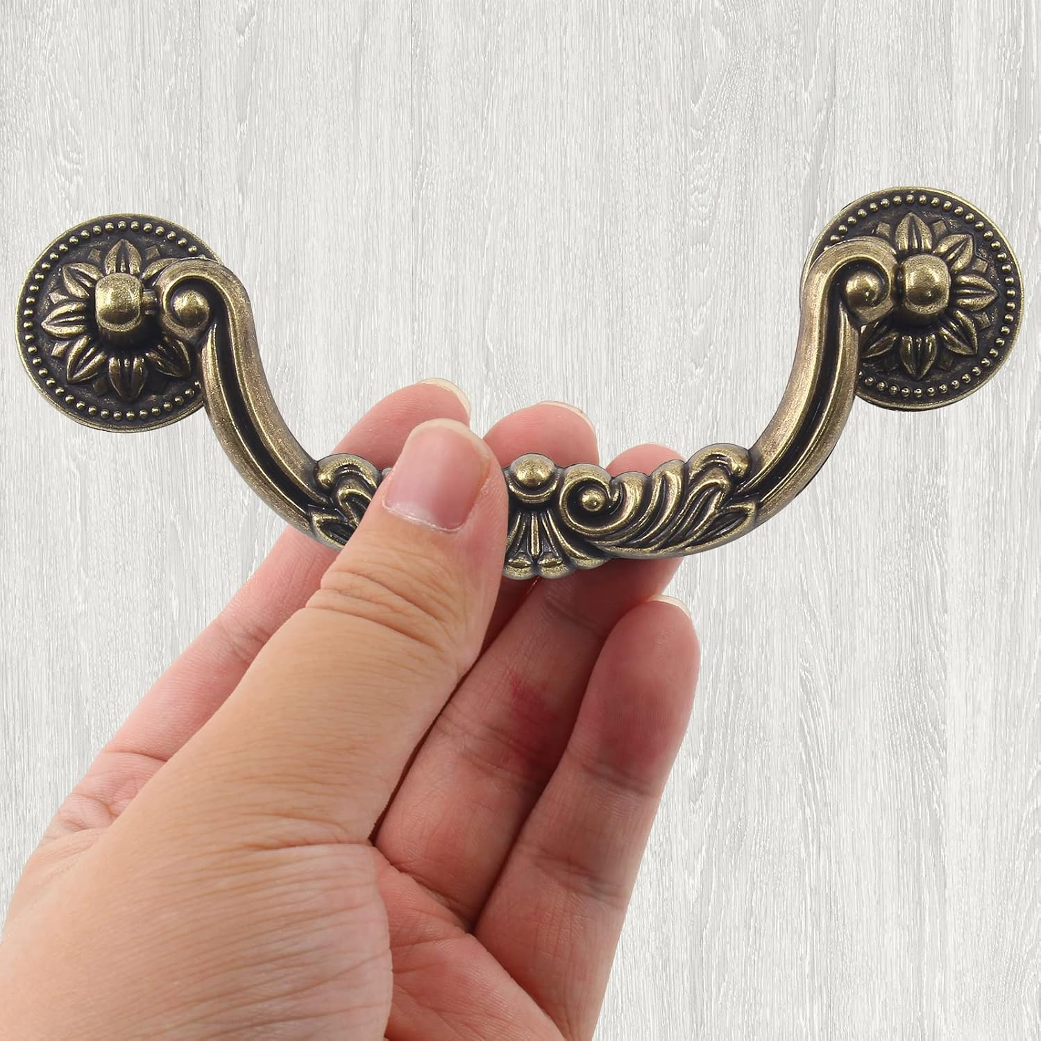 6PCS Antique Drop Bail Pulls 5 Hole Center Vintage Bronze Drawer Cabinet Handles
