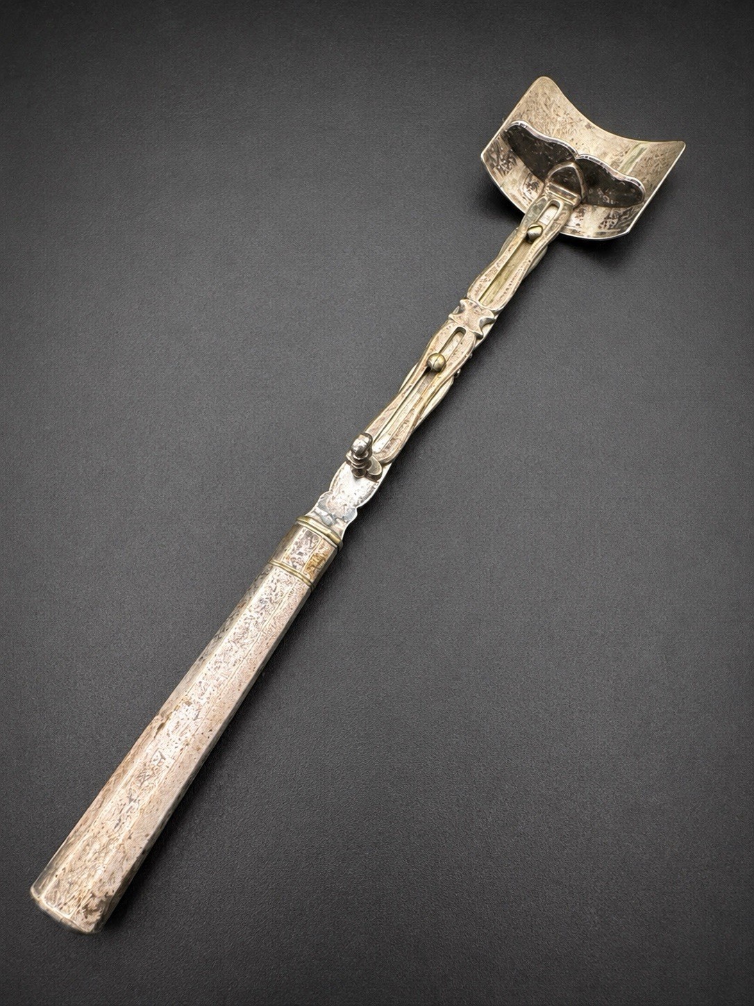 Antique Victorian Silver Plate Mechanical Food Pusher Ejector Server Scoop c1900