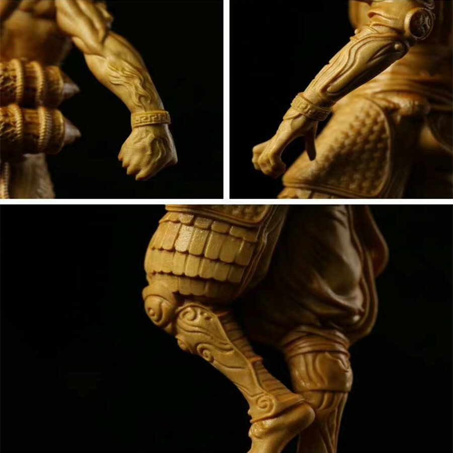 Sun Wukong Statue Monkey King Kung Fu Boxwood Handwork Carving Ornaments
