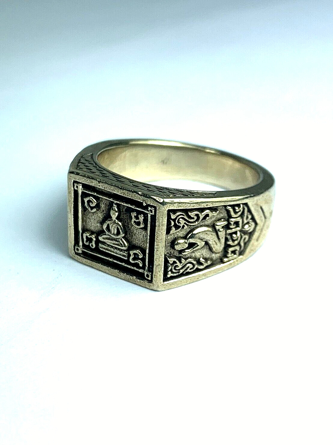 SIZE 10.5 US. REAL B. E. 2524 ALPACA BUDDHA NANG KWAK LP RUAY RING THAI AMULET