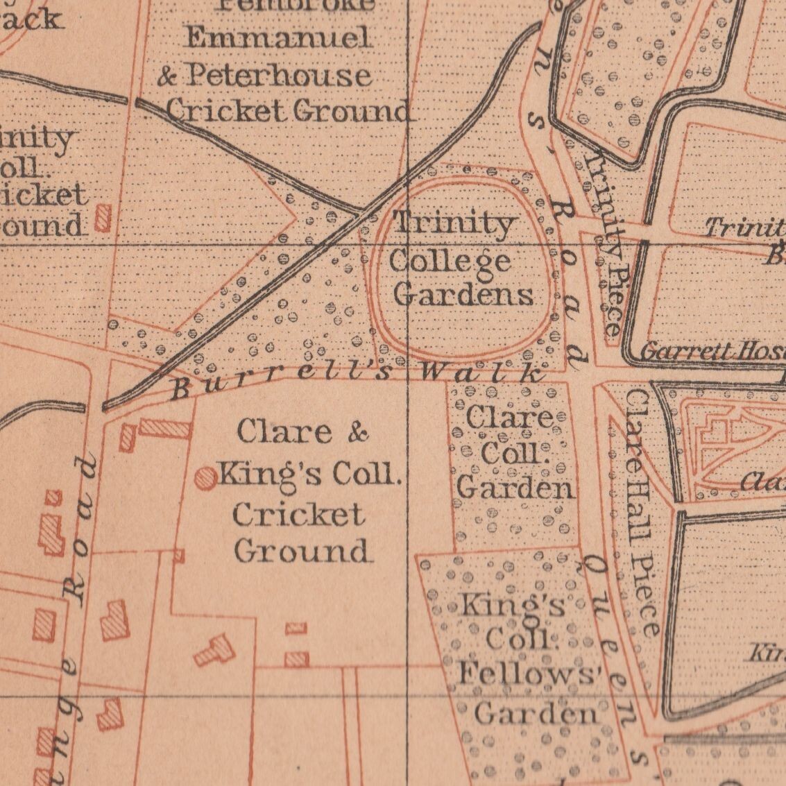 CAMBRIDGE 1901 England Great Britain ORIGINAL Map Plan Trinity College