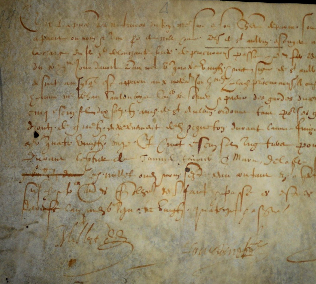 1594 antique handwritten document 16thC manuscript calligraphy signed parchment