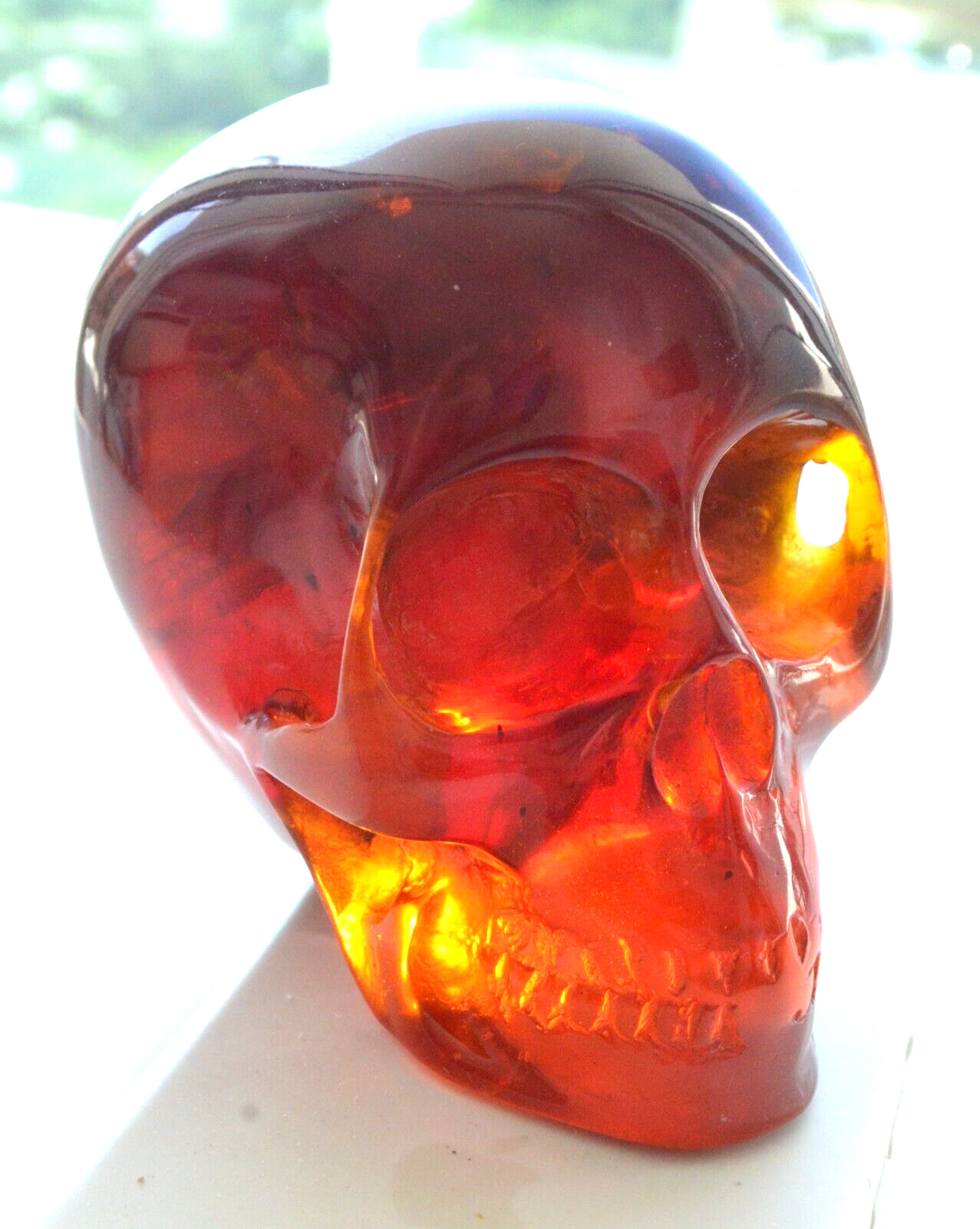 ✅563gr RUSSIAN SOVIET BALTIC SEA CHERY AMBER STATUE SKULL STONE ROCK BEAD 琥珀 PIN