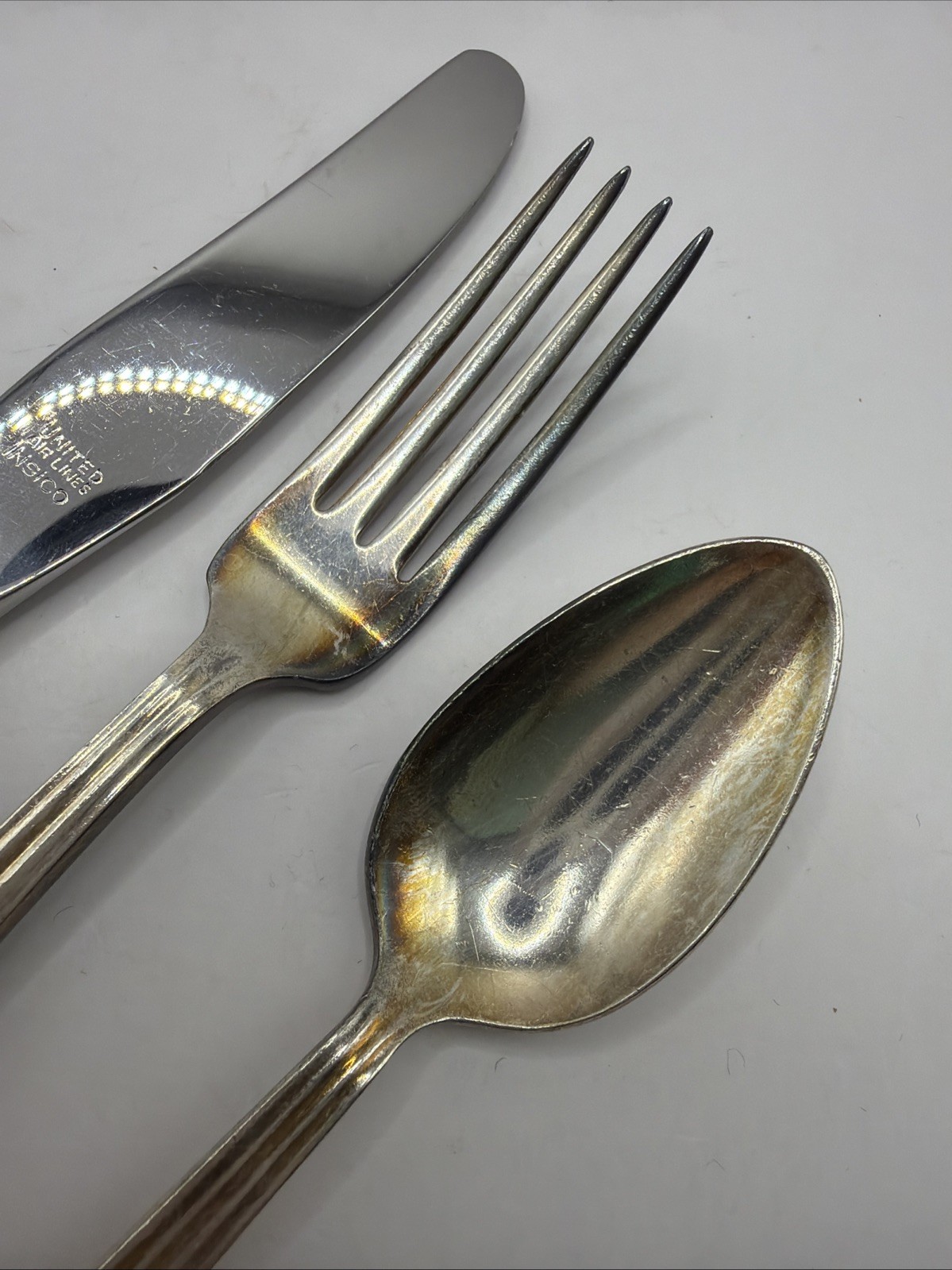 Vintage Insico SilverPlate Flatware Set Knife Fork Spoon UNITED AIRLINES Pattern